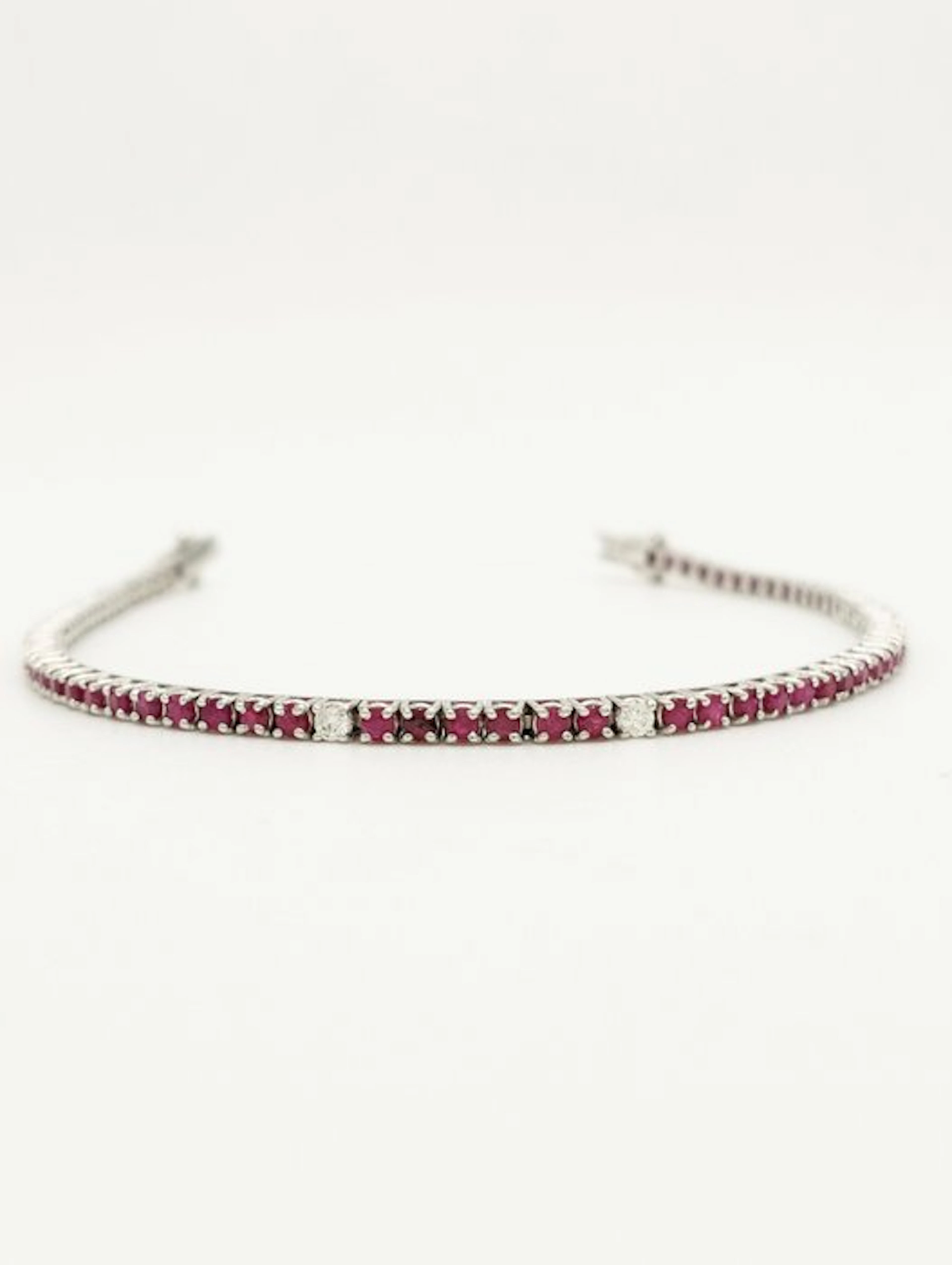 Bracelet - 18 kt. White gold Ruby - Diamond