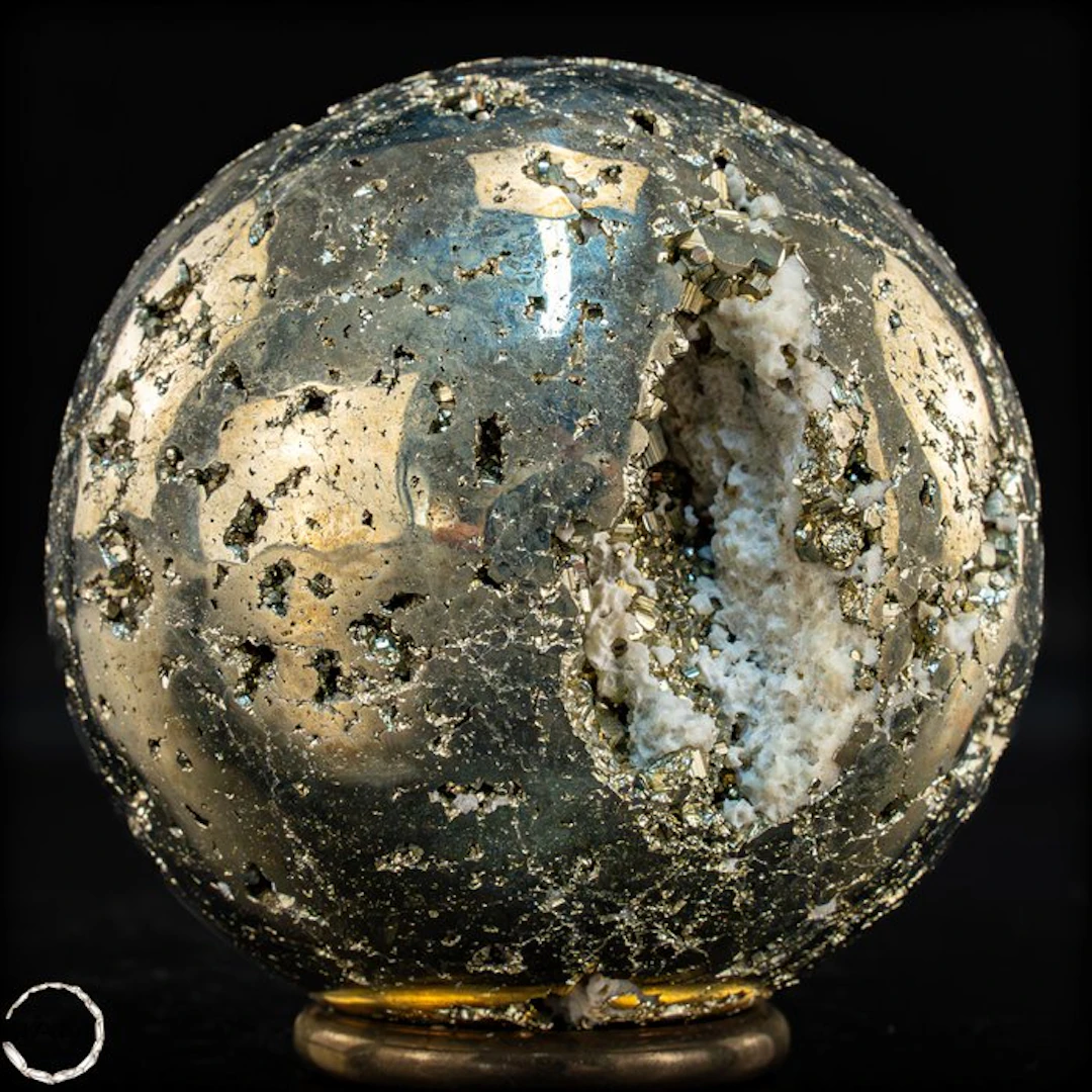 Natural Pyrite Sphere – golden fire in crystalline perfection- 1103.04 g