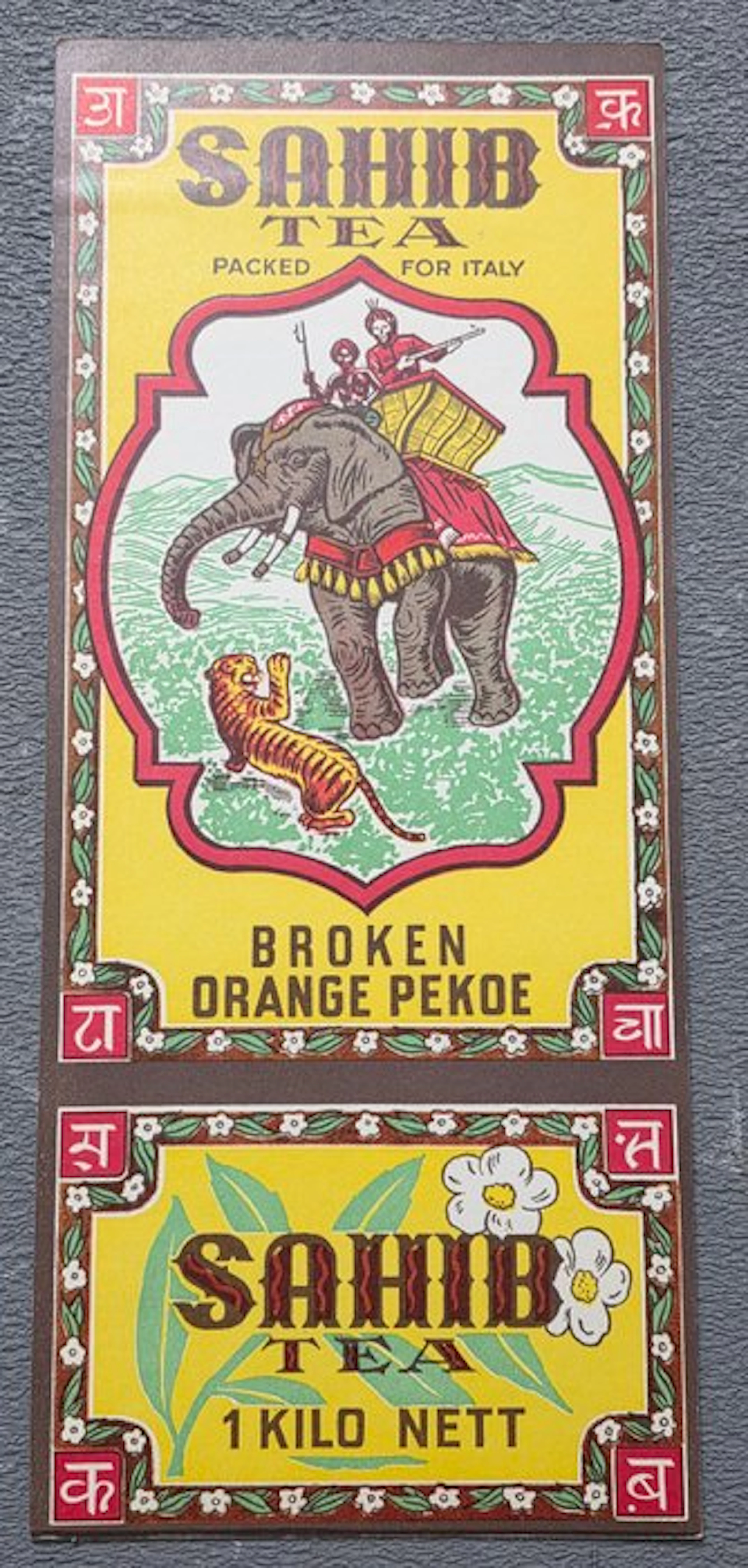 Sahib Tea - Etichetta pubblicitaria originale - 1930s