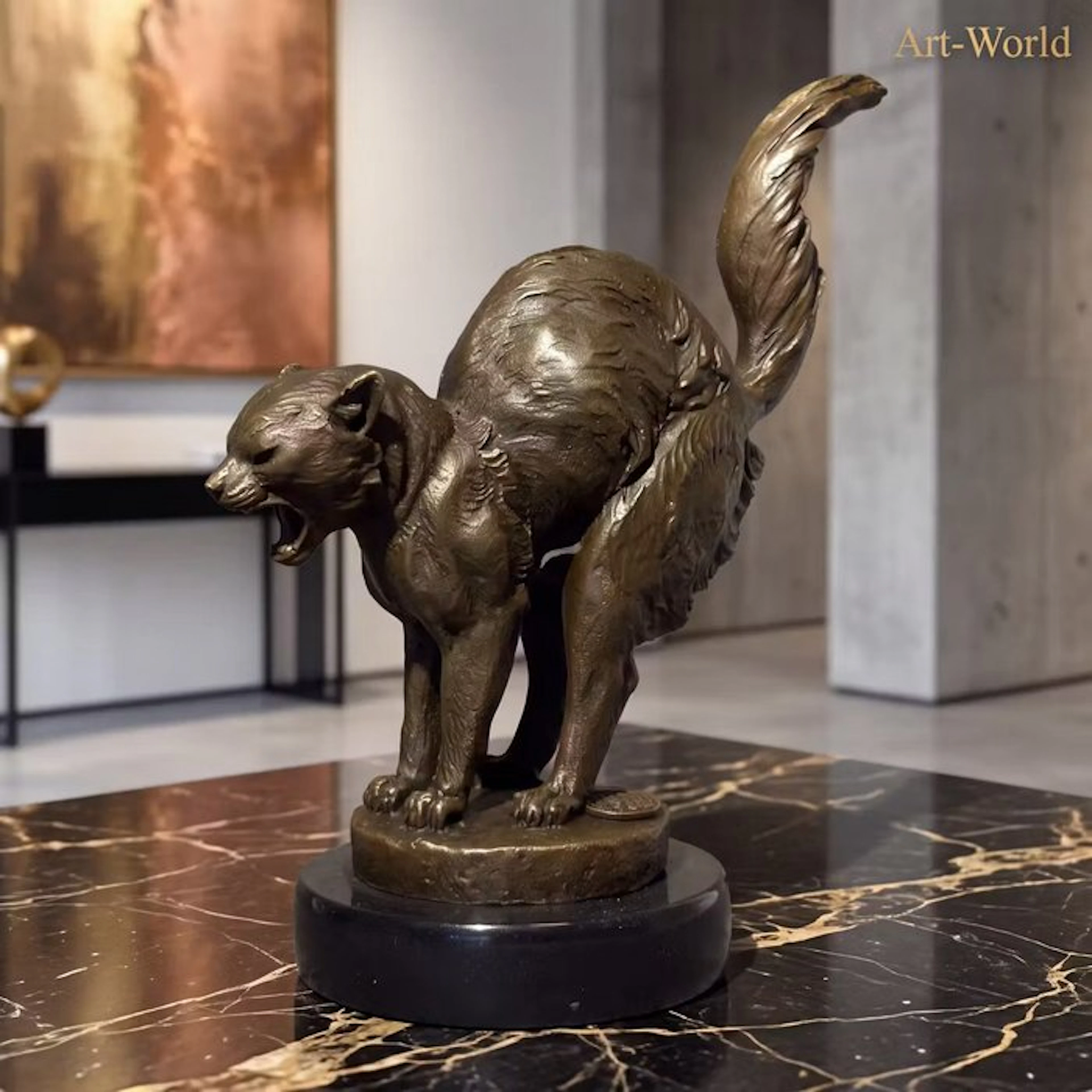 Statue, Bange bronzen kat. Naar: CH.Paillet - 15 cm - Bronze, Marble