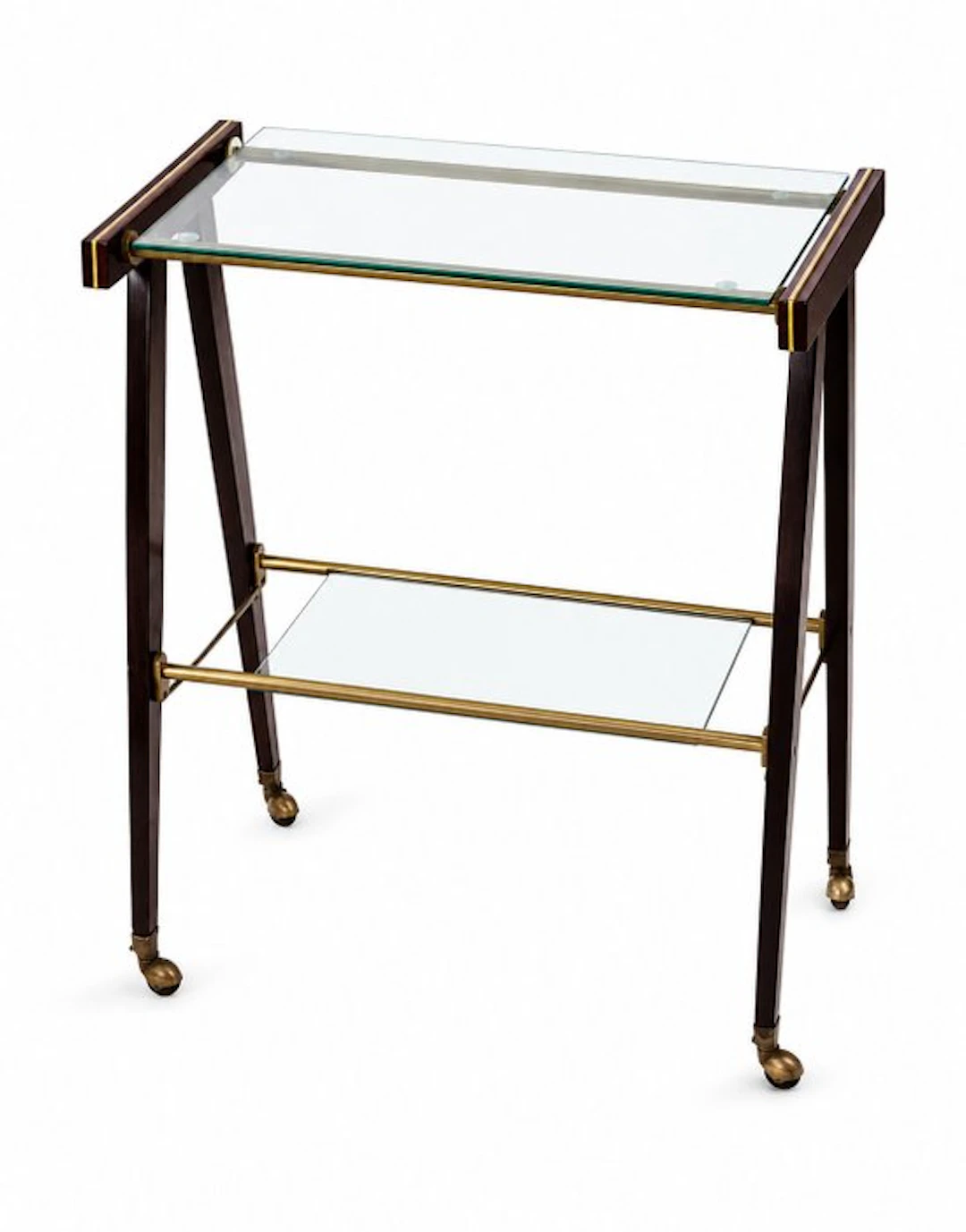 Serving trolley - Wood, Glass, Brass - Serving cart '60