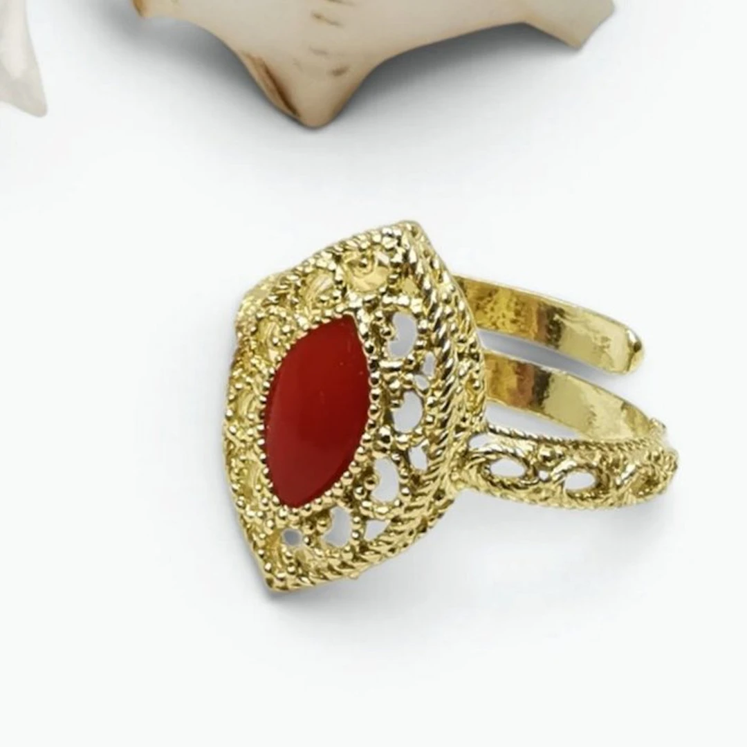 Coral - Sterling Silver 925 - Ring - Italian craftsmanship