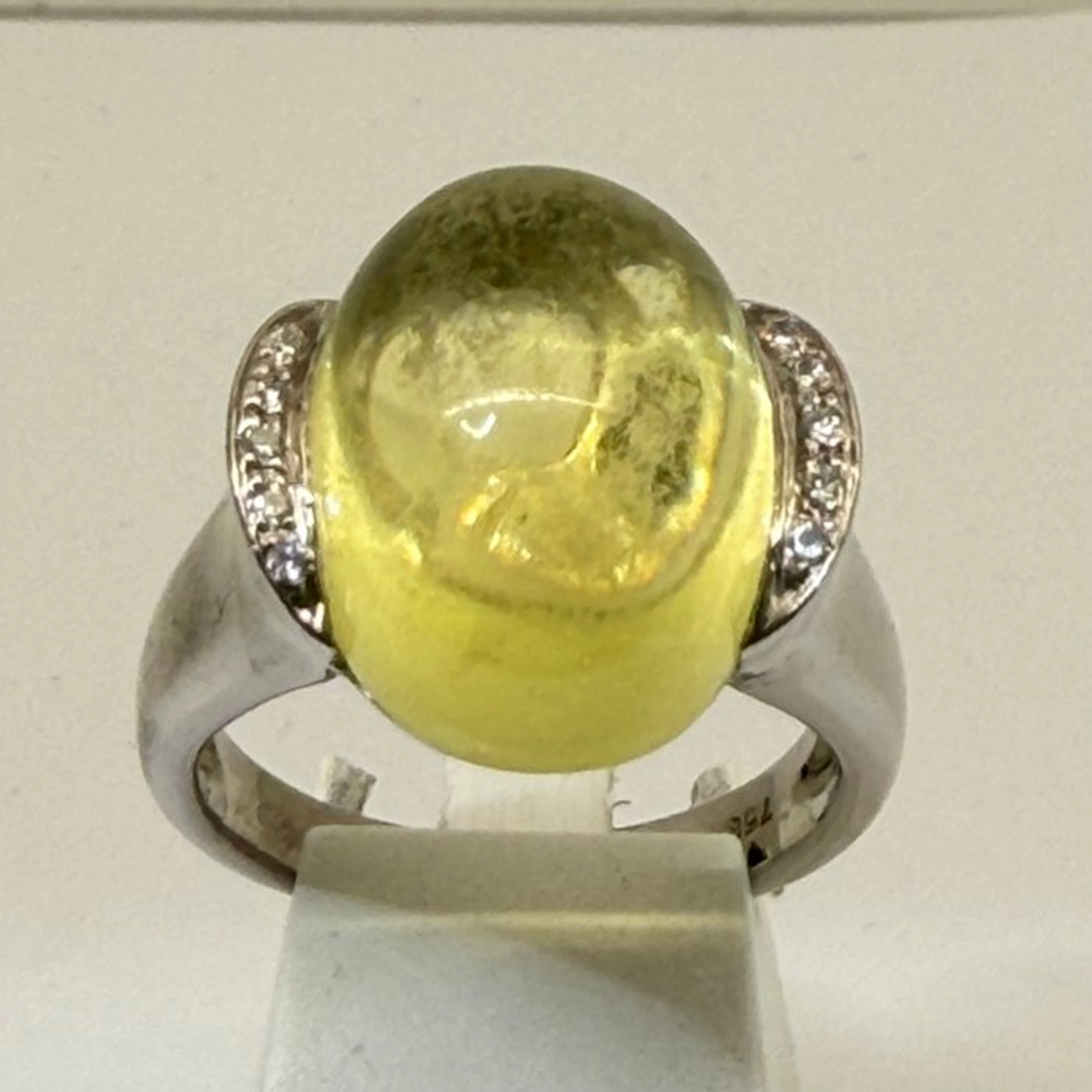 Cocktail ring - 18 kt. White gold Citrine - Diamond