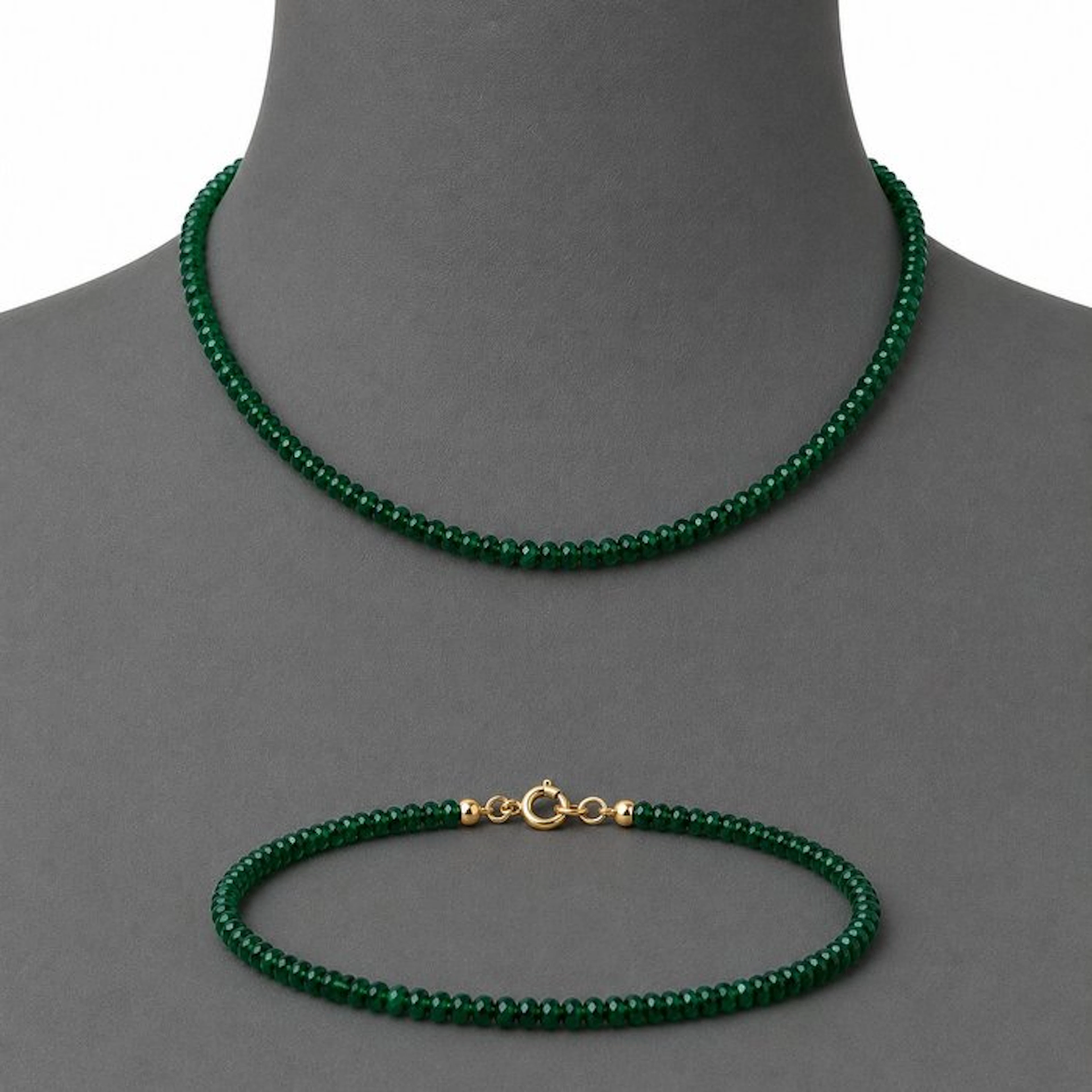 Emerald - Silver - 2 piece jewellery set