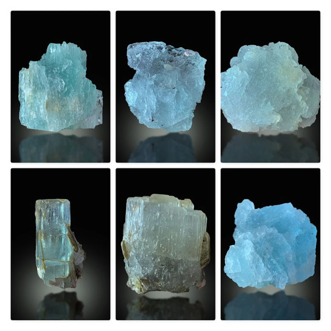 Blue Aquamarine Crystal Specimen Lot – 6 Pieces – 163 g –...