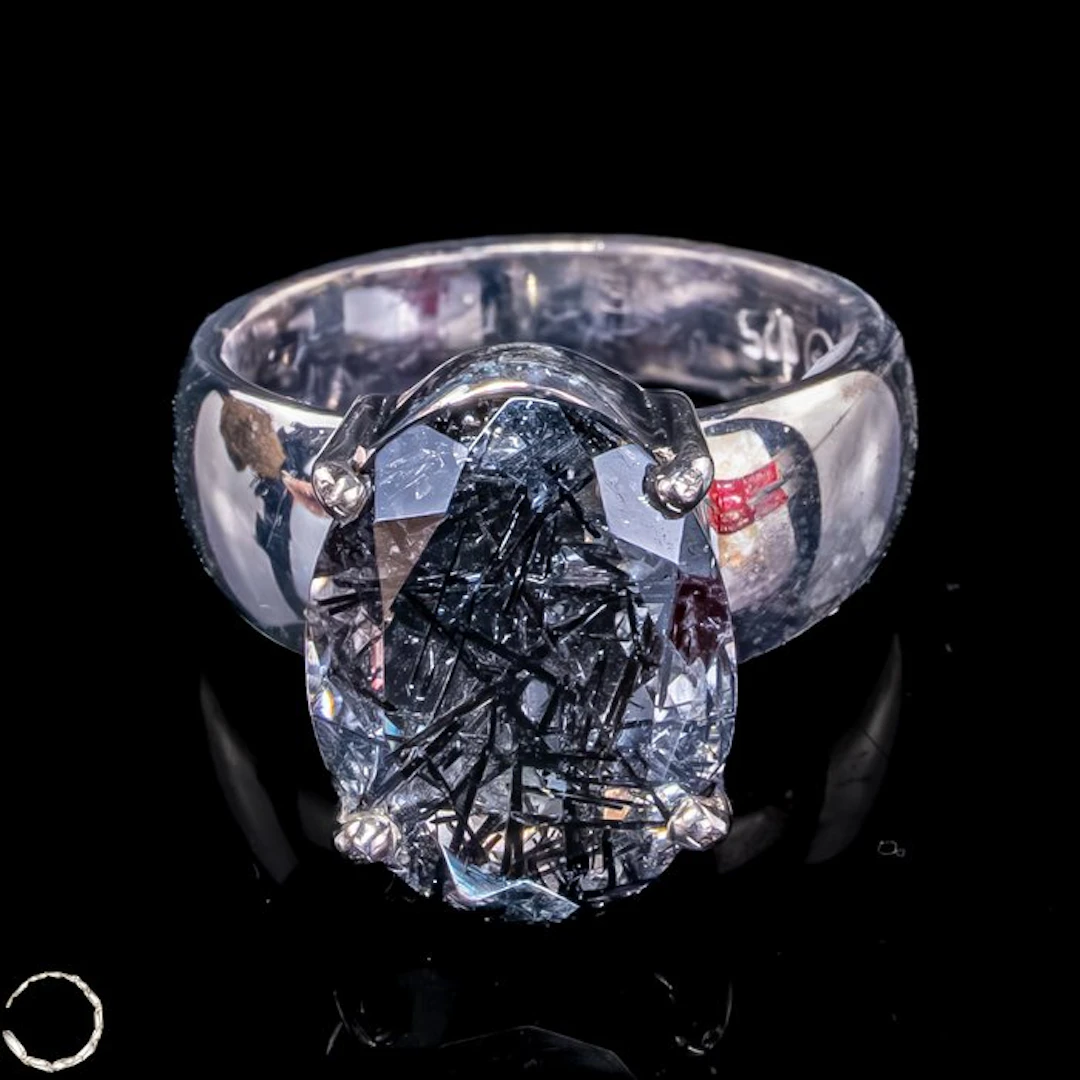 Tourmaline in Quartz Ring – exceptional Gemstone ring...