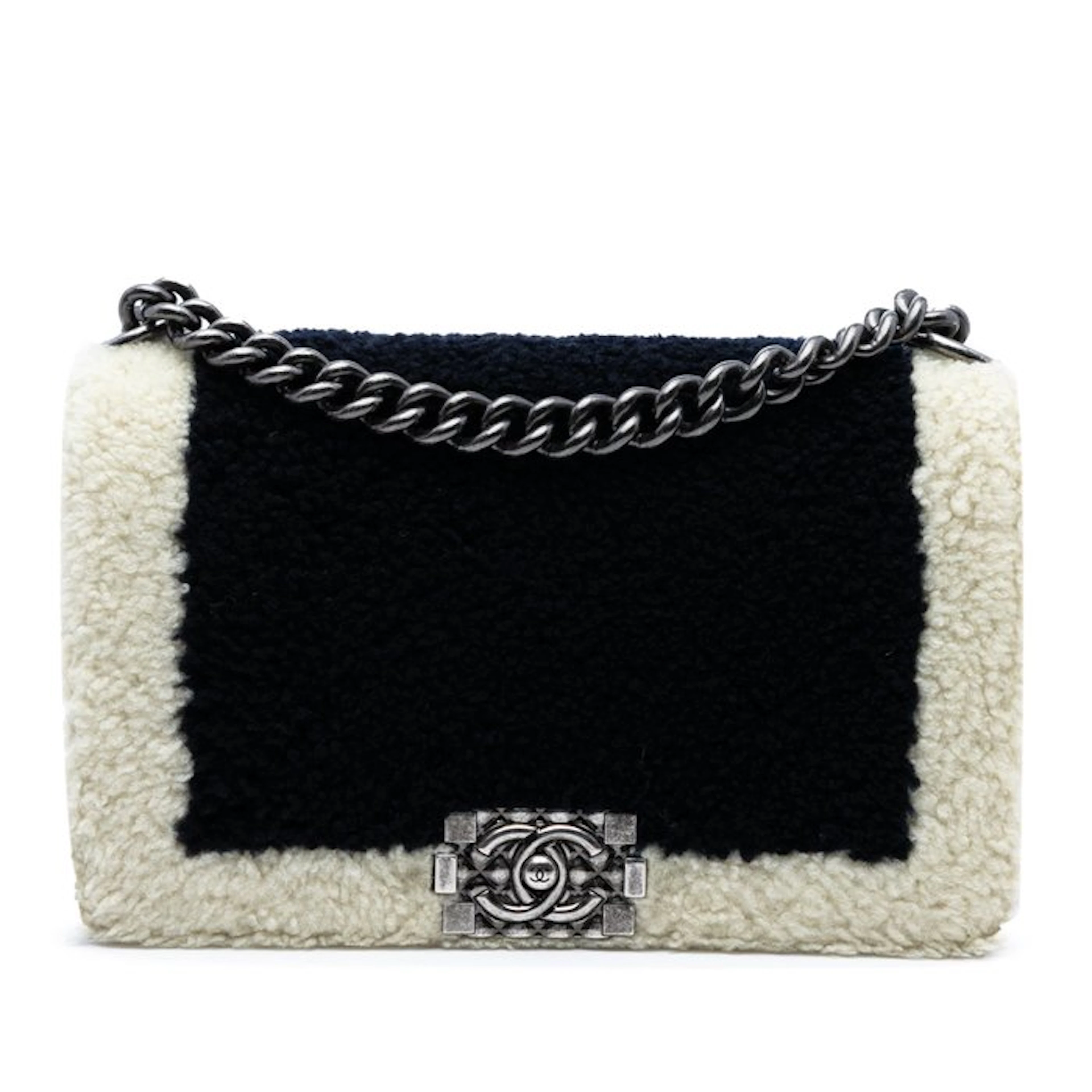 Chanel - Medium Bicolor Shearling Boy Flap - Bag