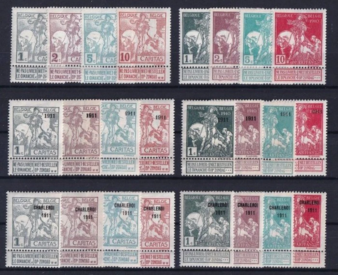Belgium 1910/1911 - 3 complete Caritas series including...