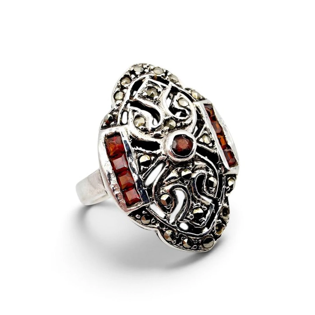 No reserve price - Ring Silver - Art Deco Revival