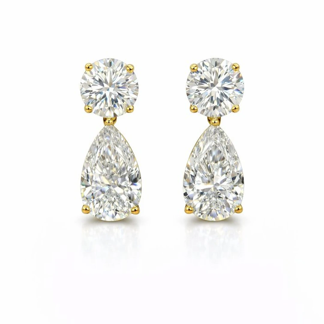 Earrings - 14 kt. Yellow gold - 6.16ct. tw. Diamond (Lab-grown) - Diamond