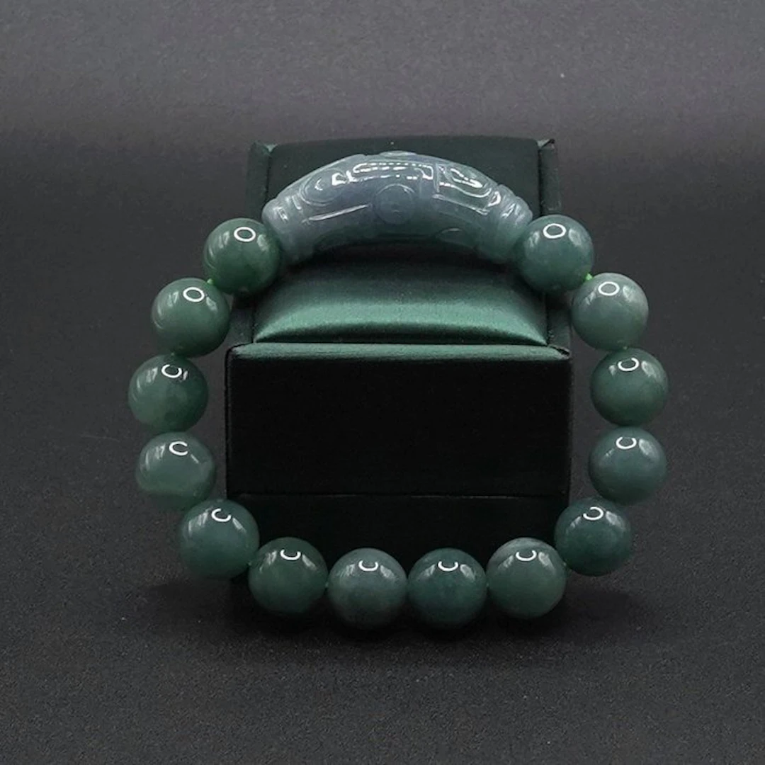 NGTC Certified Natural Jadeite Bracelet – Carved...