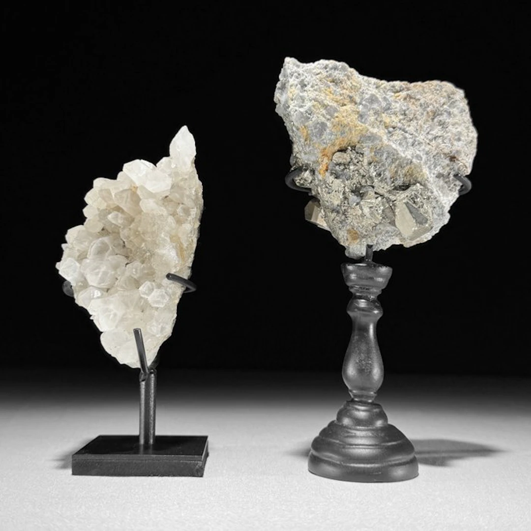 NO RESERVE PRICE - Beautiful Pair of Quartz & Pyrite...