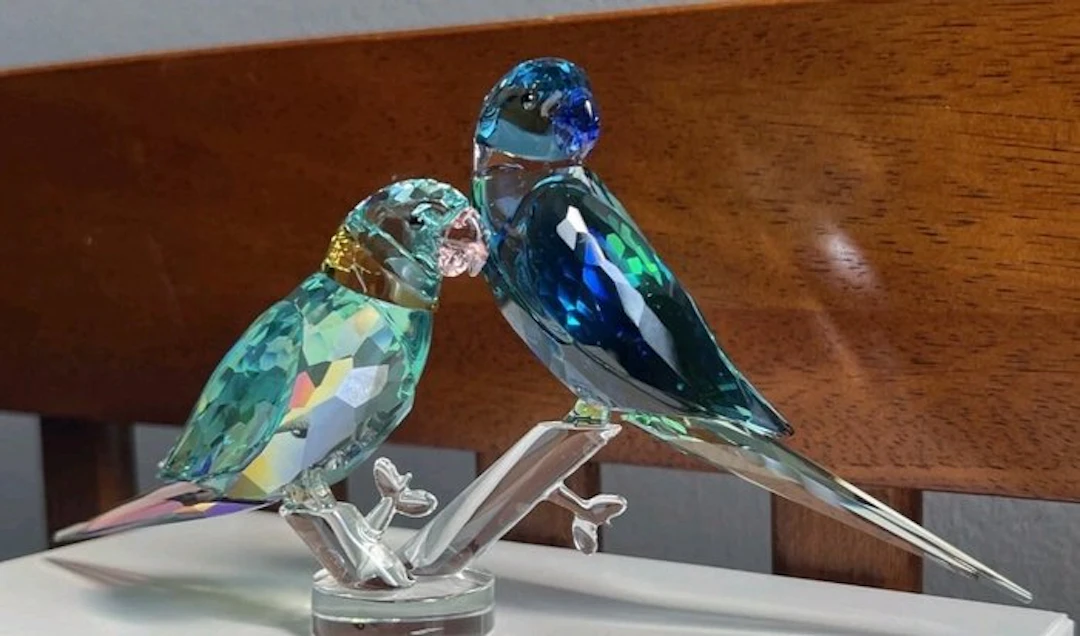 Swarovski - Figurine - Parakeet Couple Fife and Fifer - 5577124 - Box - Crystal