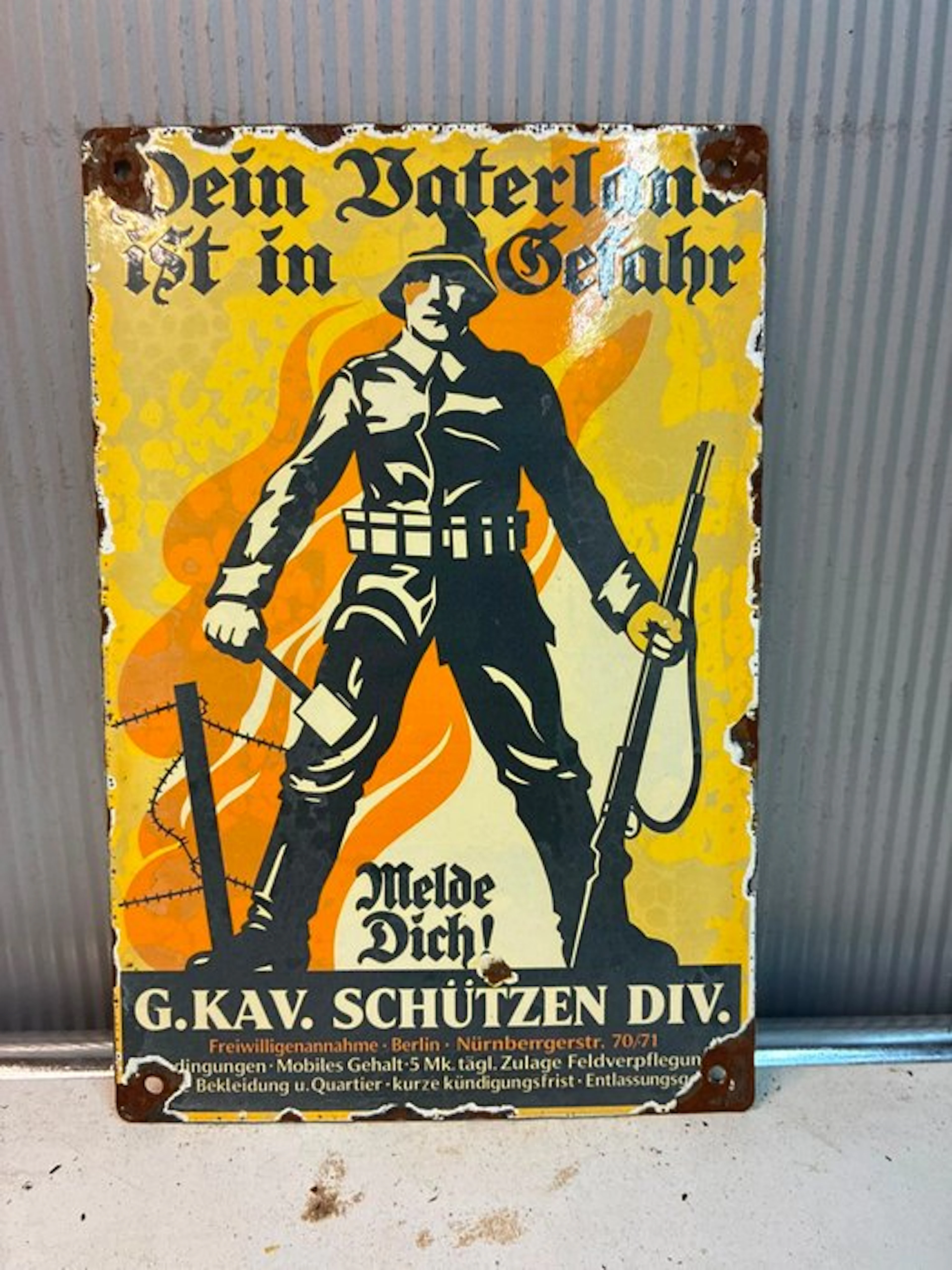 Duits Militair Schützen Div. – Replica WW1 Emaille Bord - Enamel sign -