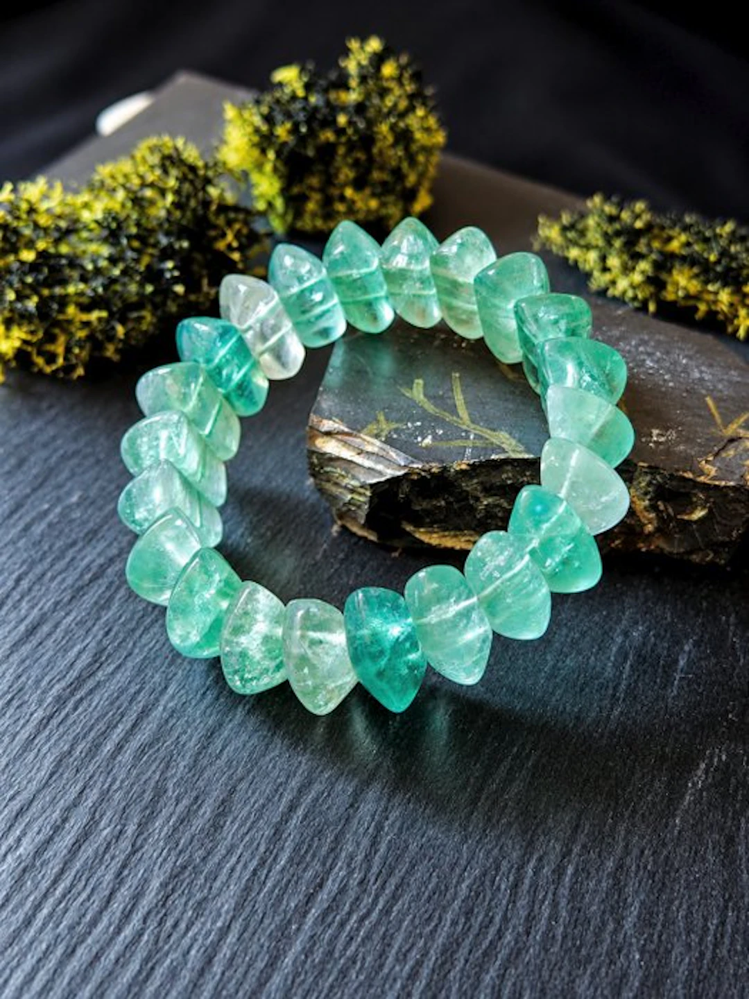 Precious Fluorite Bracelet - Light Green Tone- 109 g - (1)