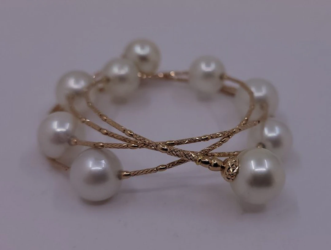 Bracelet - 18 kt. Rose gold, 10x11mm Round Australian South Sea Pearls