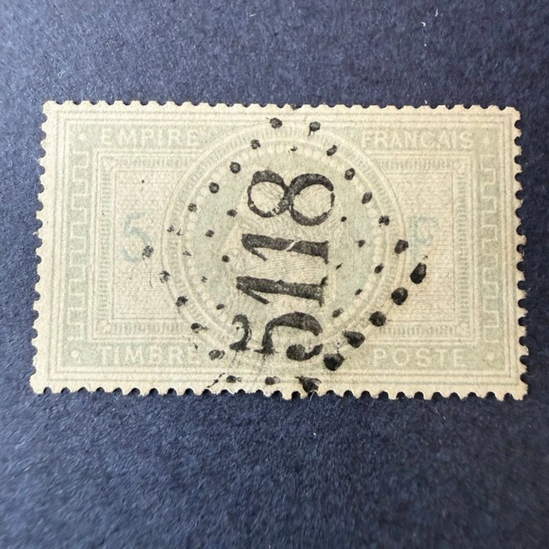 France - Yvert 33 "Napoléon 5fr" canceled, GC 5118 Yokohama, Japan. B/TB.
