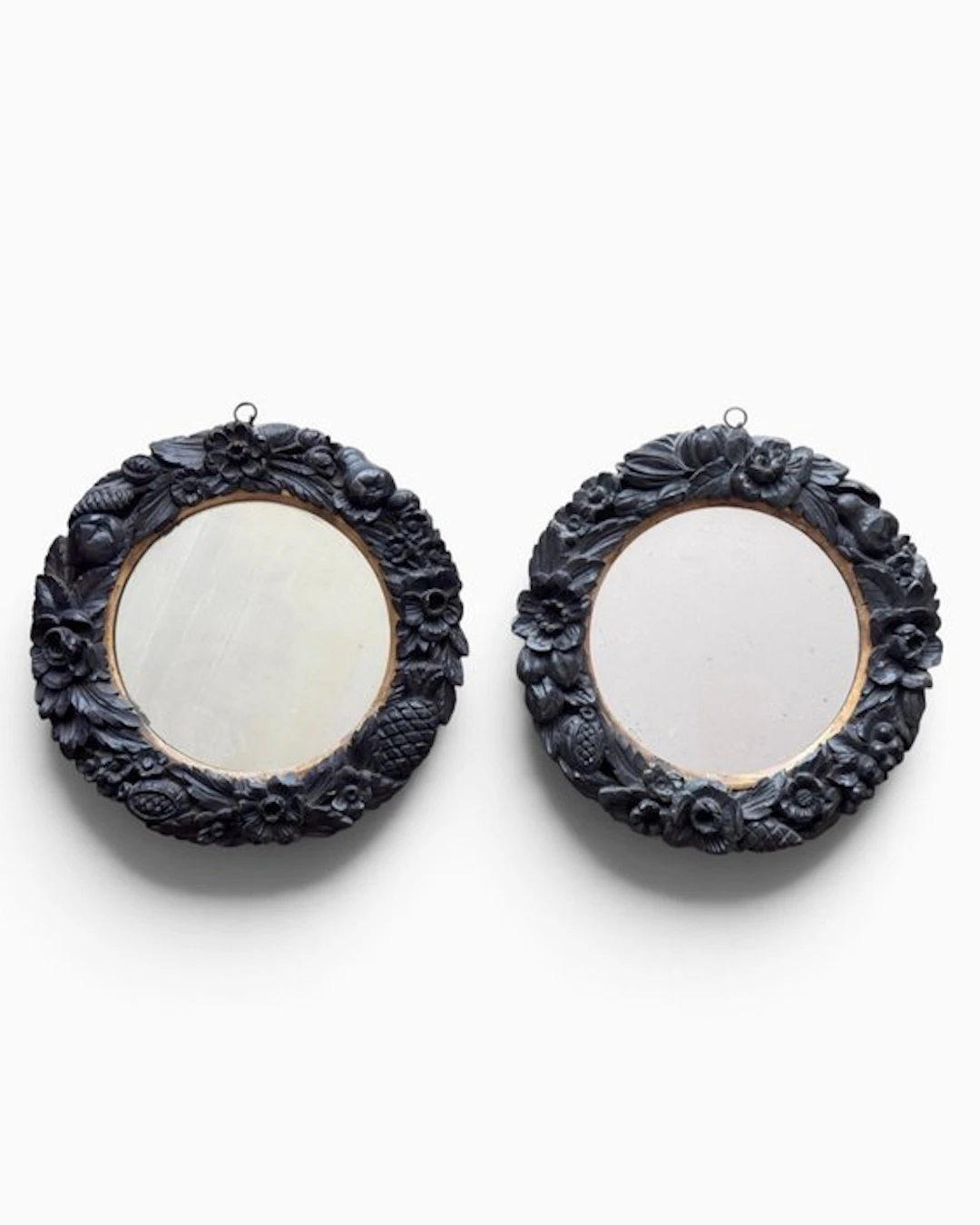 Wall mirror (2) - Ebonised wood - in Baroque style