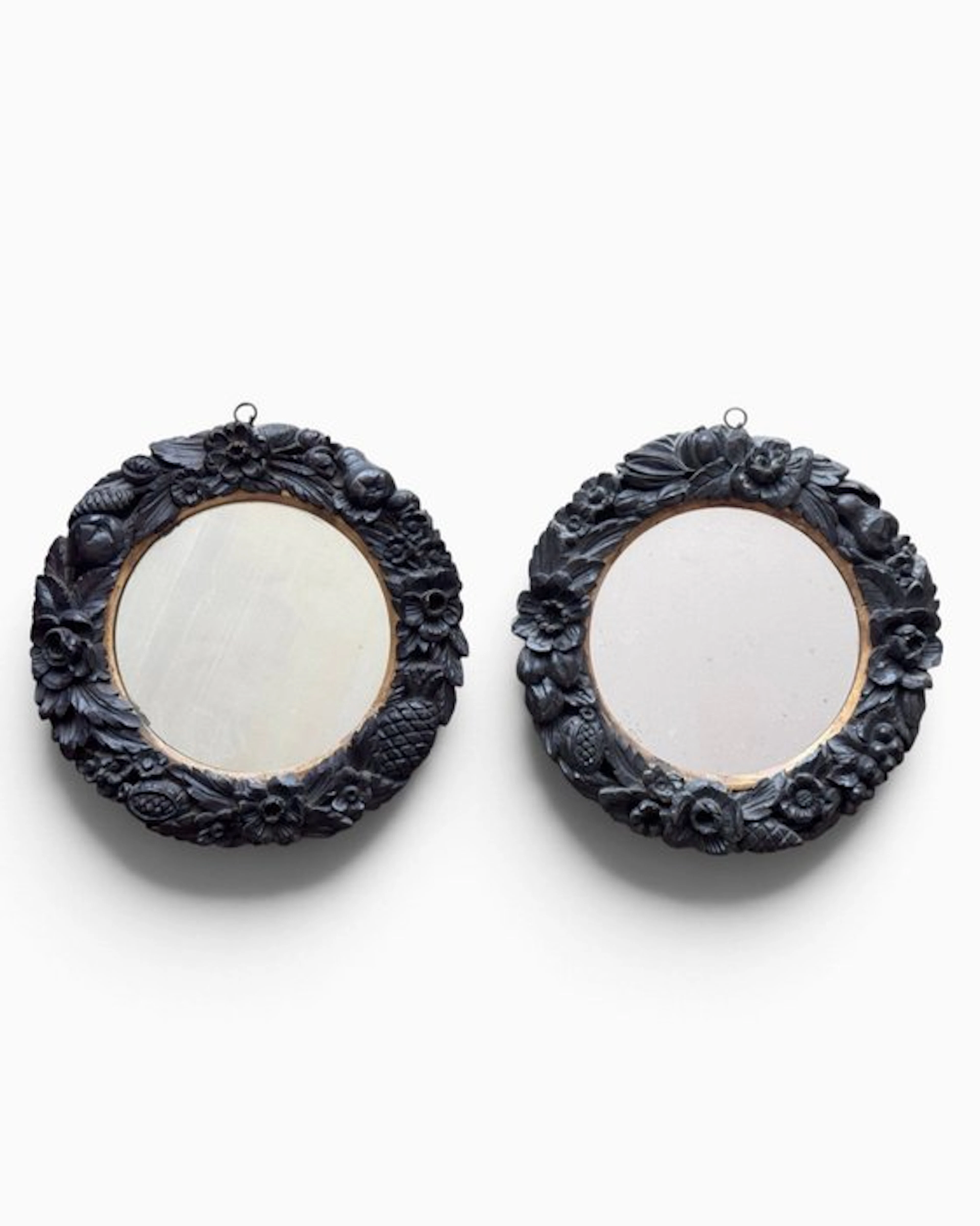Wall mirror (2) - Ebonised wood - in Baroque style