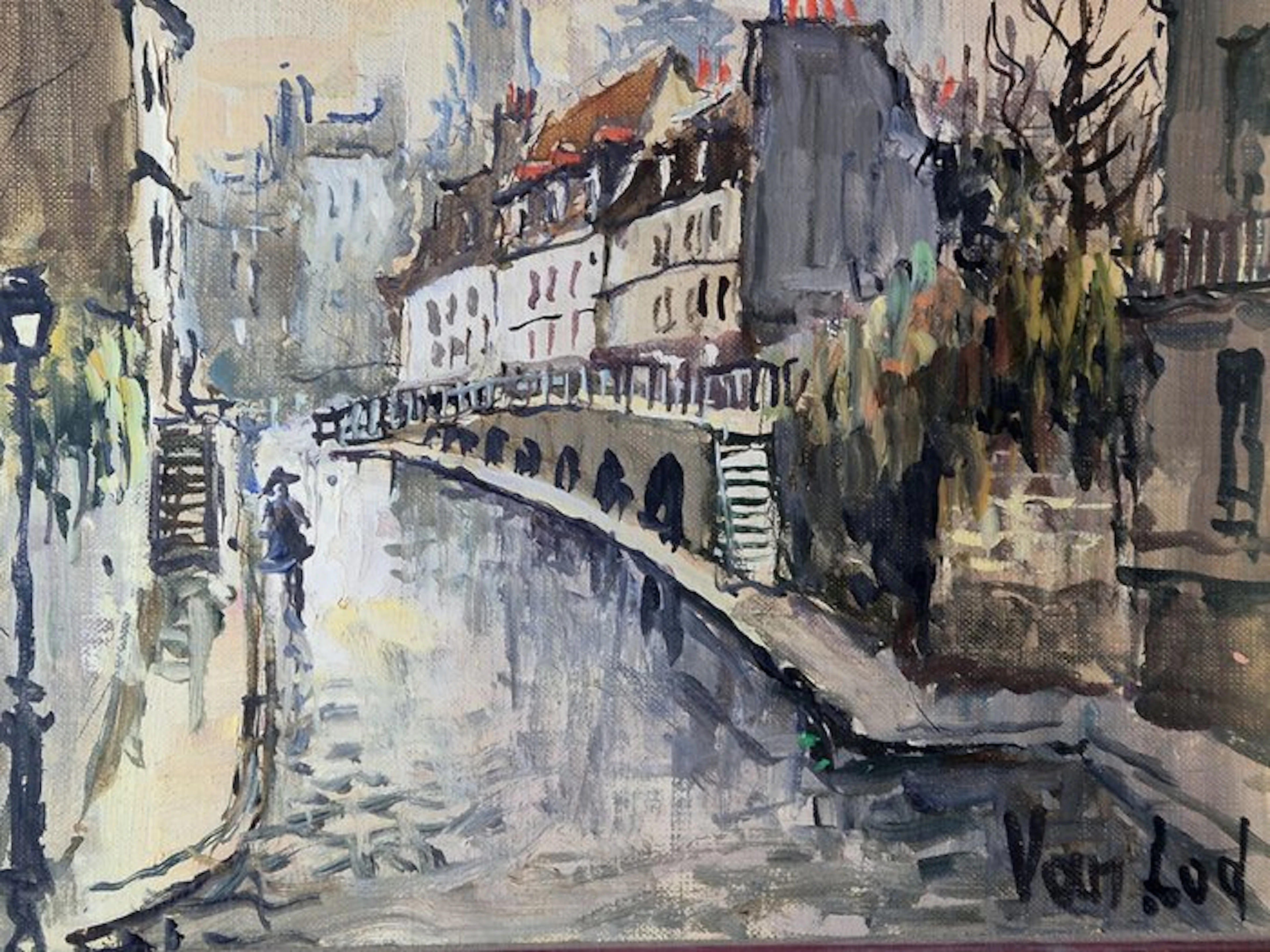 Van Lod (XX) - Veduta di Parigi con ponte