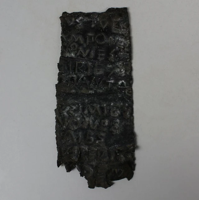 Ancient Roman Bronze Fragmentary plaque with incised inscription