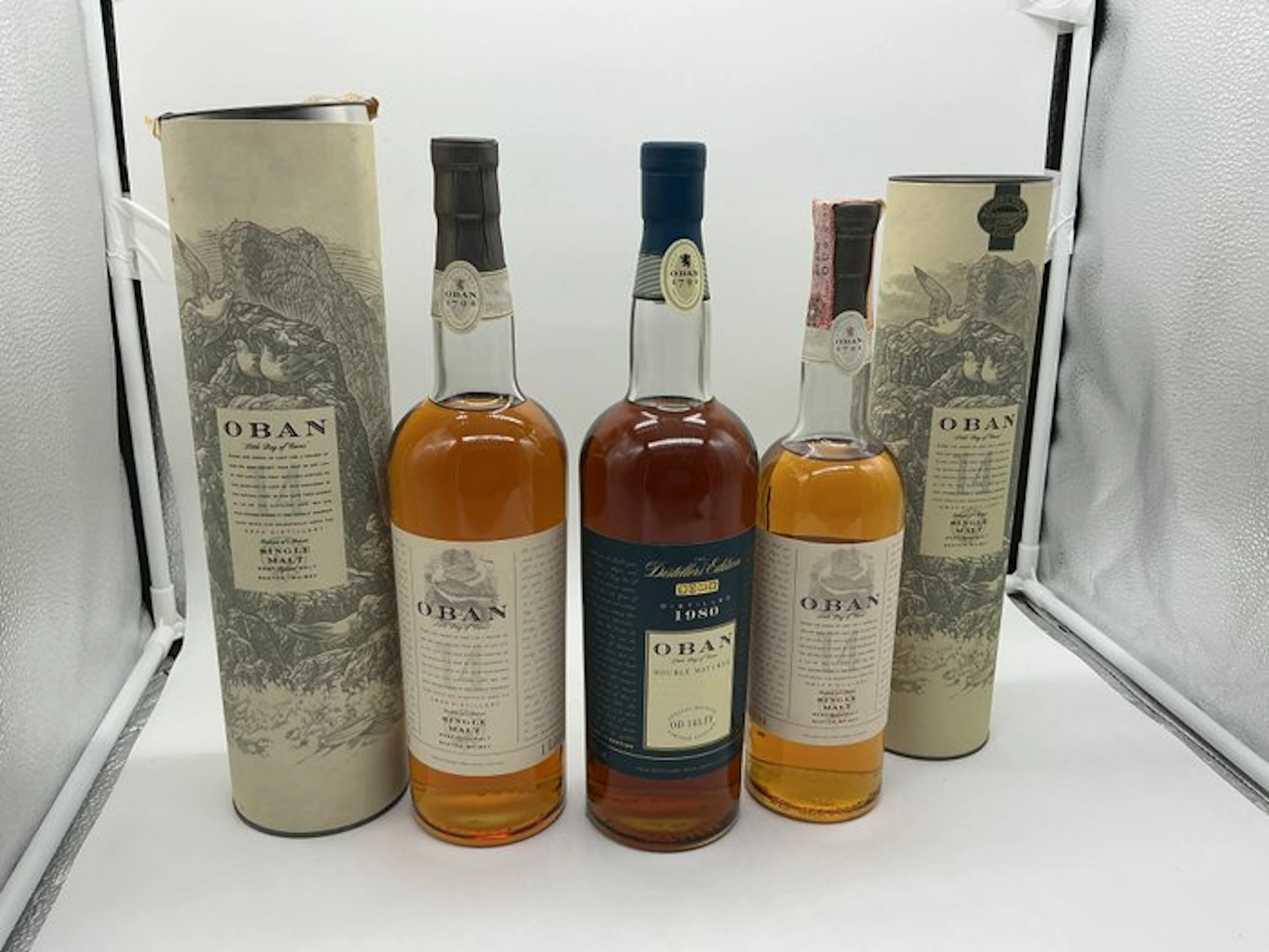 Oban 1980 Distillers Edition & 14yo - b. 1990s - 70cl, 1 Litre - 3 bottles