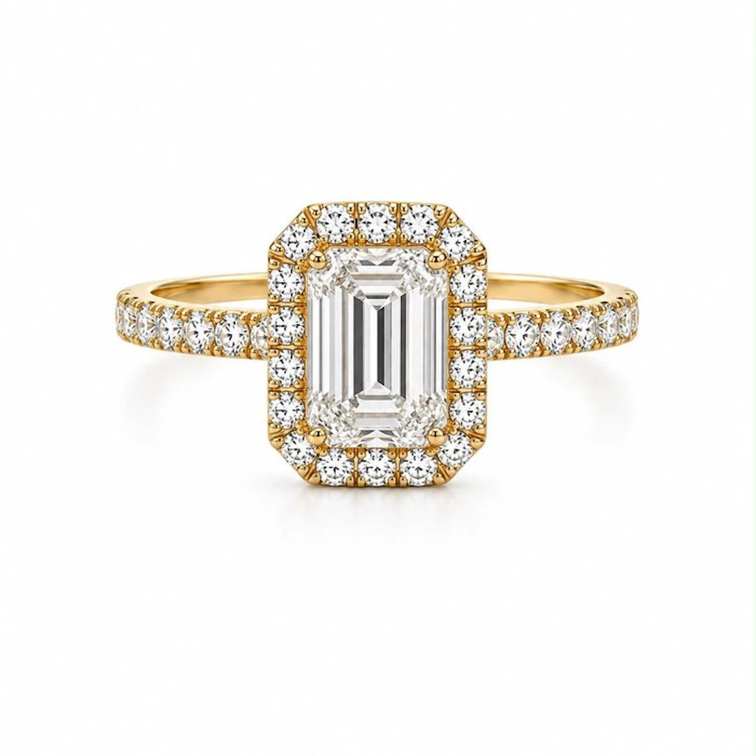 No reserve price - Ring - 14 kt. Yellow gold - 1.10ct. tw. Diamond (Lab-grown)