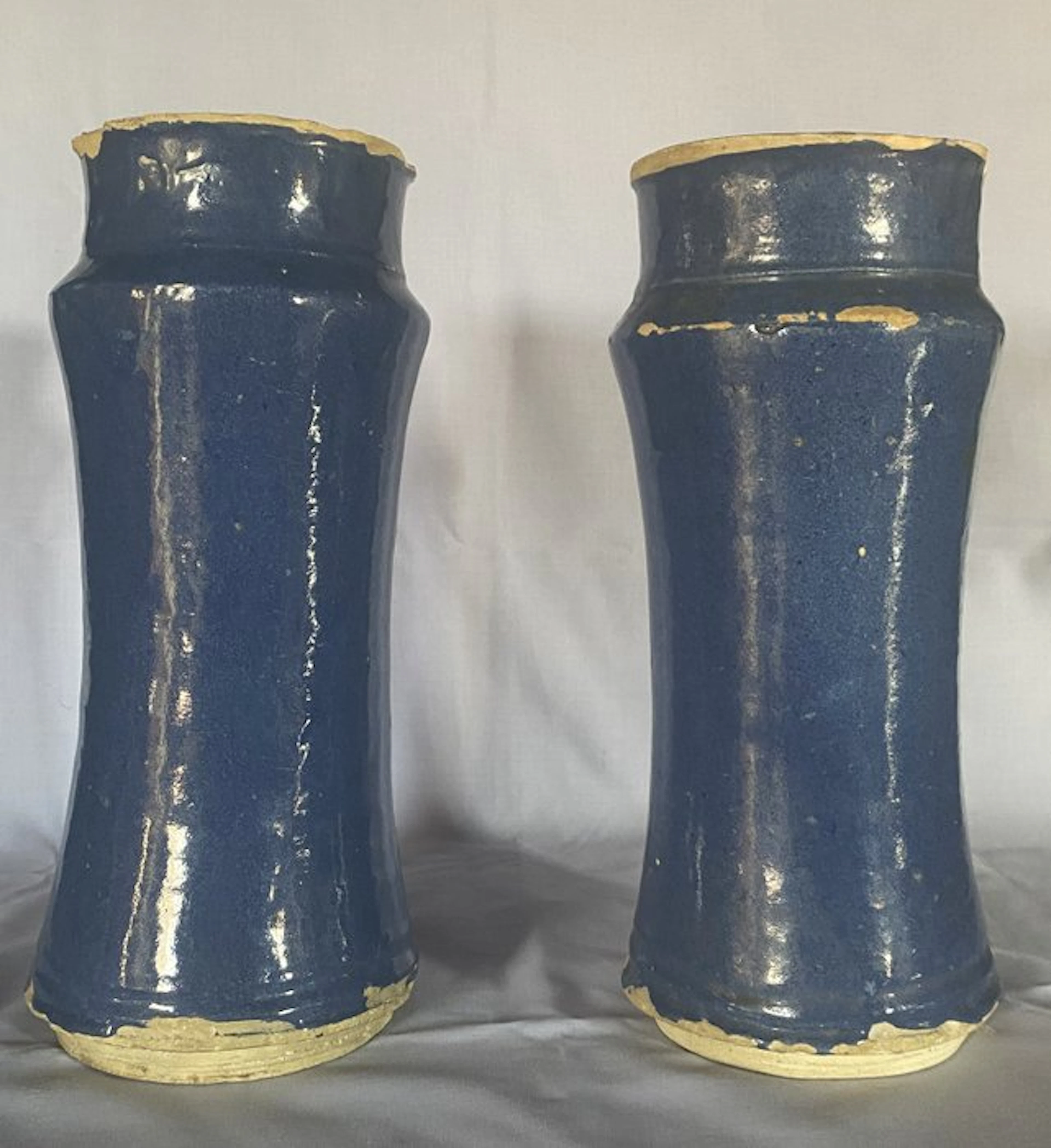 Pharmacy jar/ Albarello (2) - Rocchetto - Ceramic - Aragonese