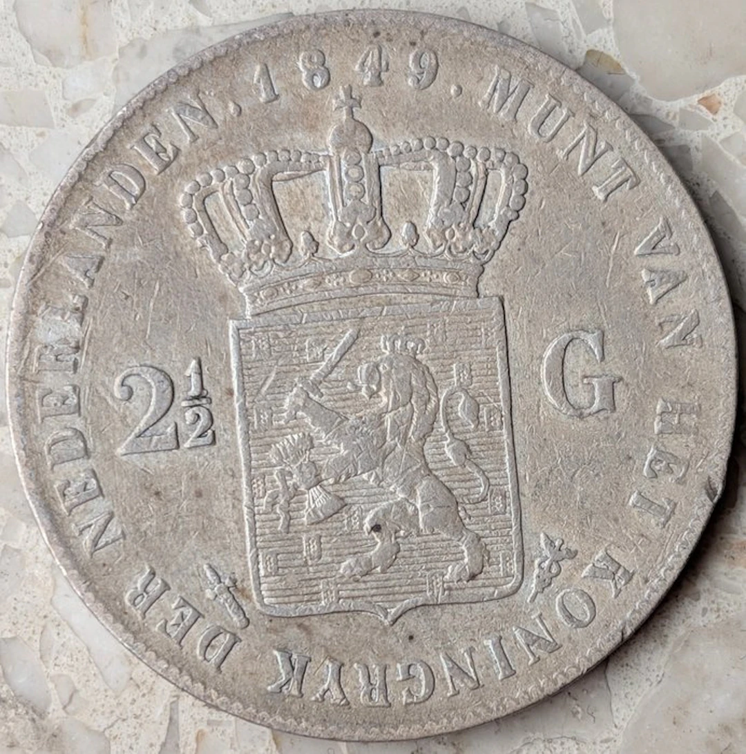 Netherlands. Willem II. 2 1/2 Gulden 1849 (No reserve price)