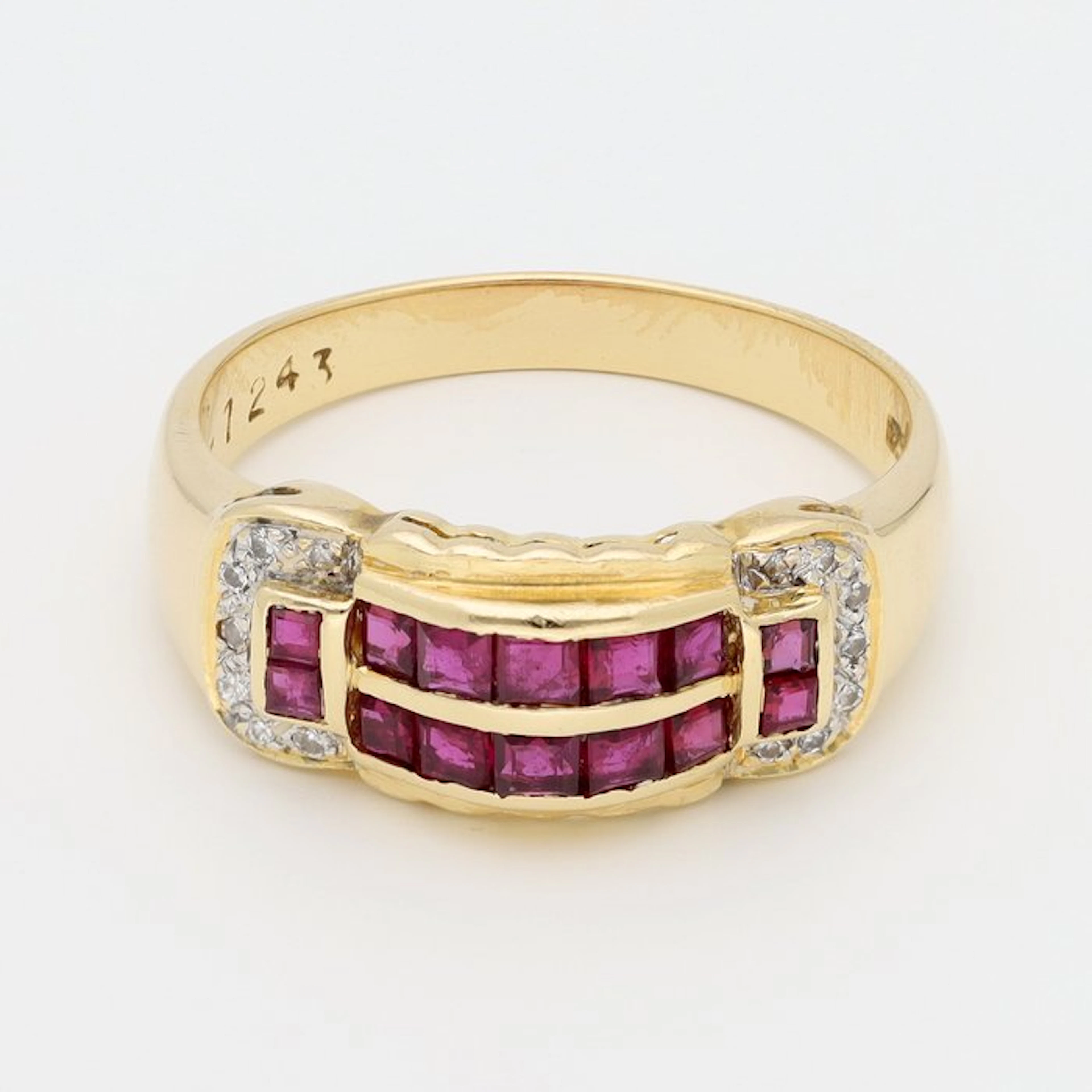 Ring - 14 kt. Yellow gold Diamond (Natural) - Ruby