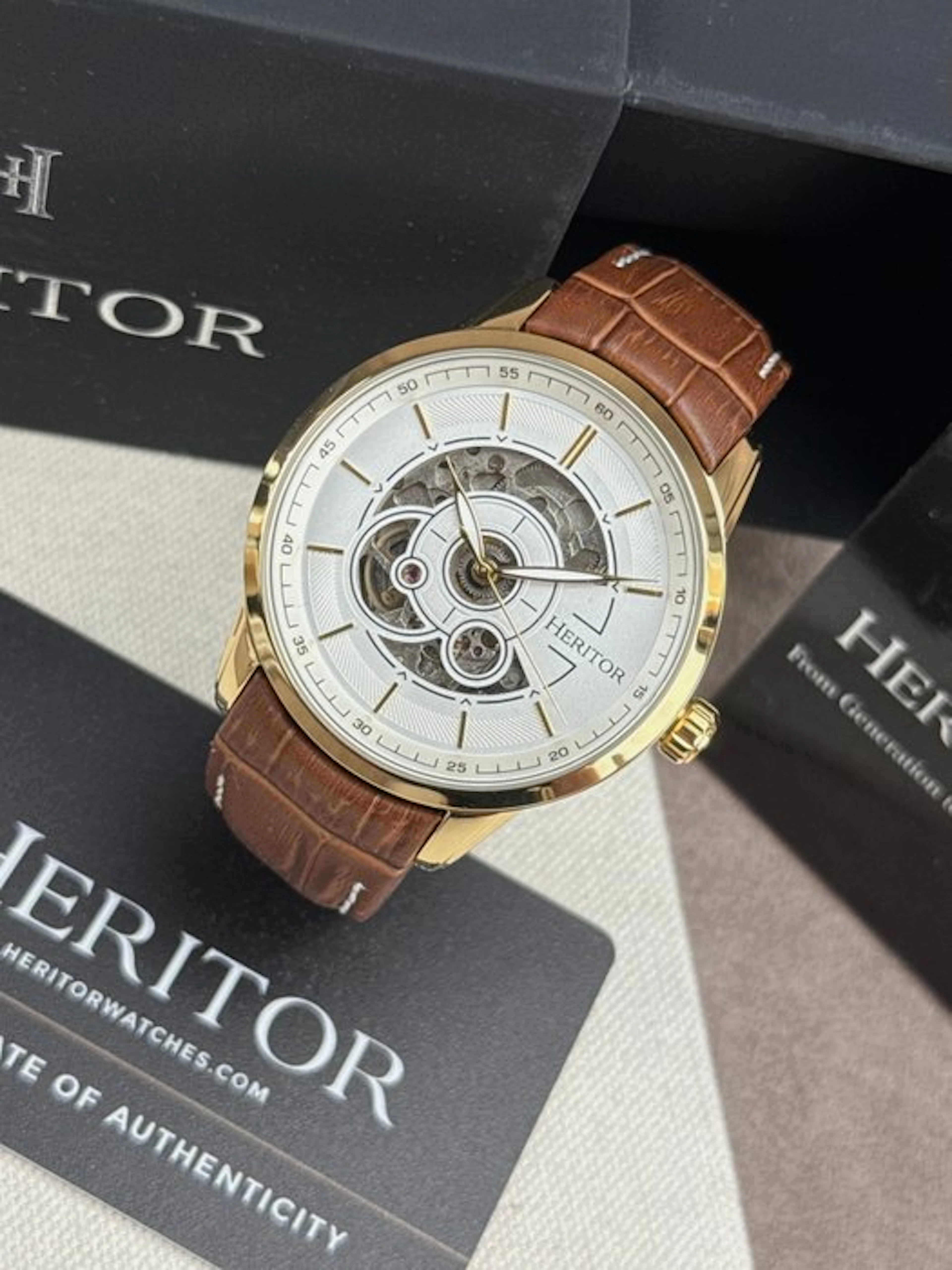 Heritor - Automatic Davies Semi-Skeleton - gold/brown...