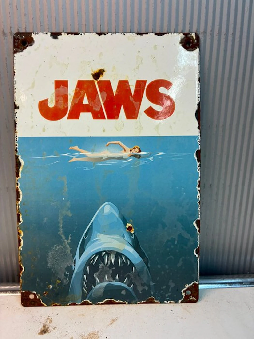 Jaws – Haai Filmklassieker – Emaille Reclamebord - Enamel sign - Enamel