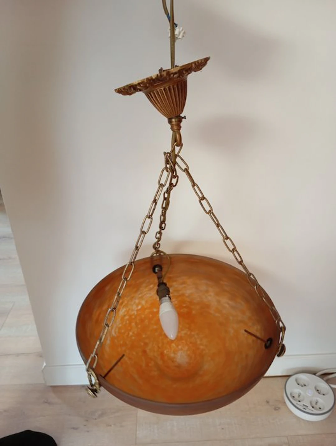 Muller Frères Lunéville - Hanging lamp - glass paste