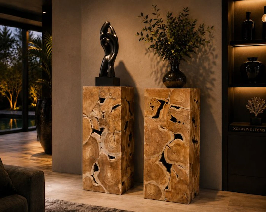 Tree Slice Design - Pedestal - Wood - Set XL Pedestals