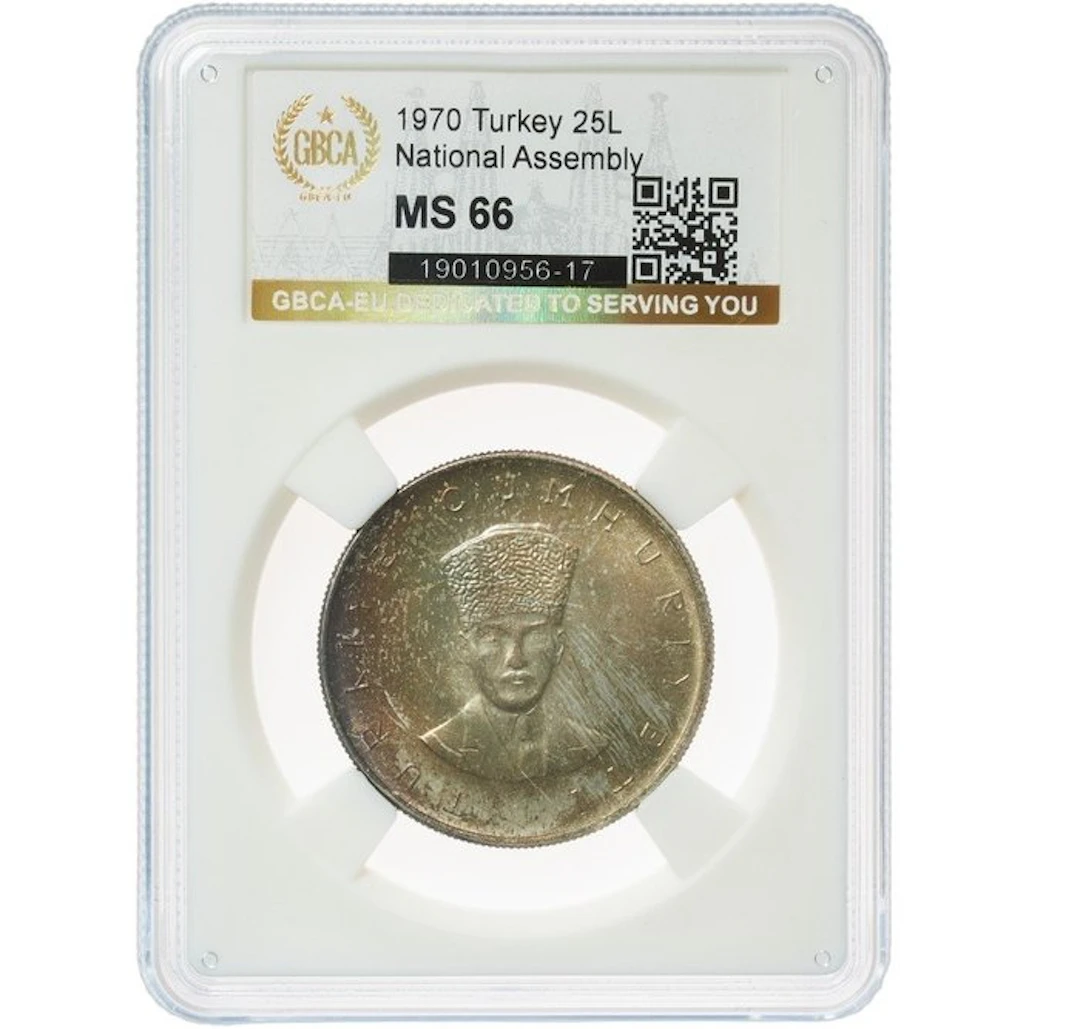 Türkiye. Republic. 25 Liri 1970 GBCA - EU MS66 (No reserve price)