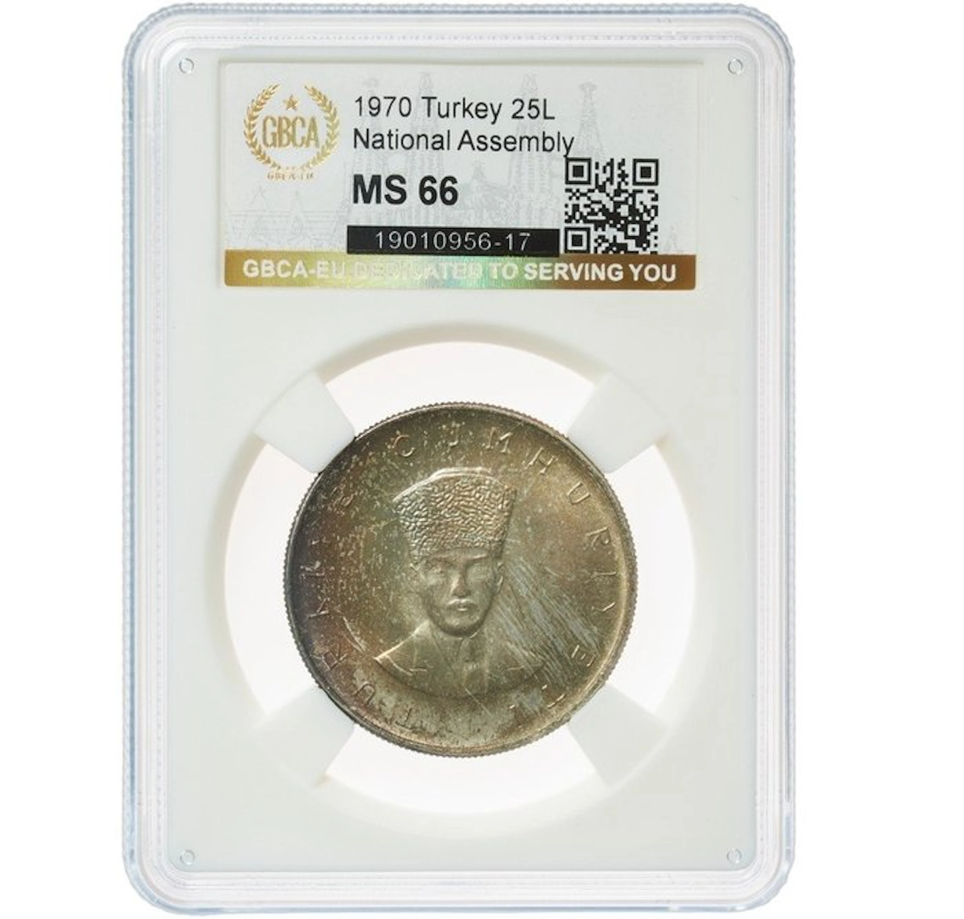 Türkiye. Republic. 25 Liri 1970 GBCA - EU MS66 (No reserve price)