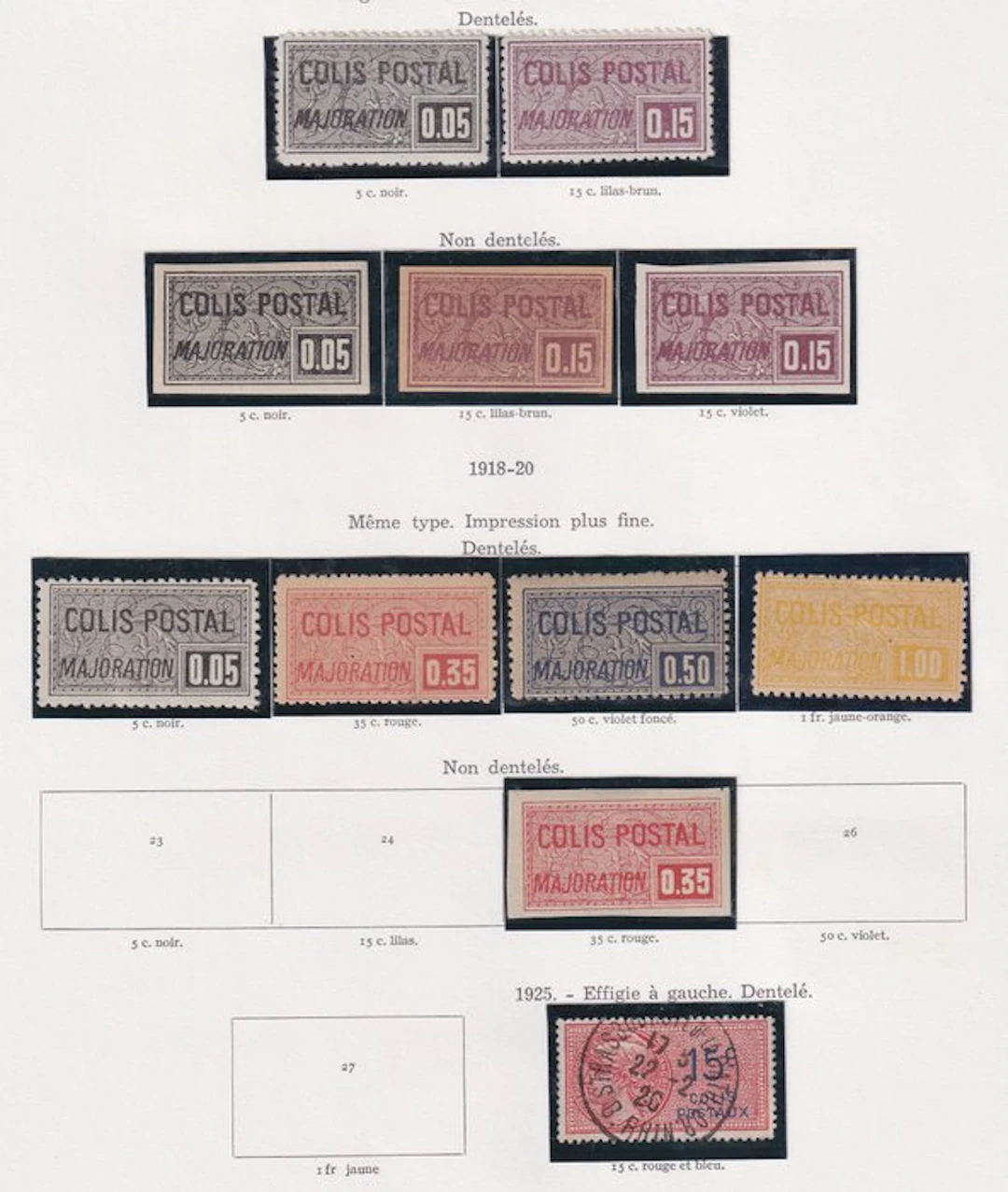 France 1901/1939 - colis postaux, collection de timbres