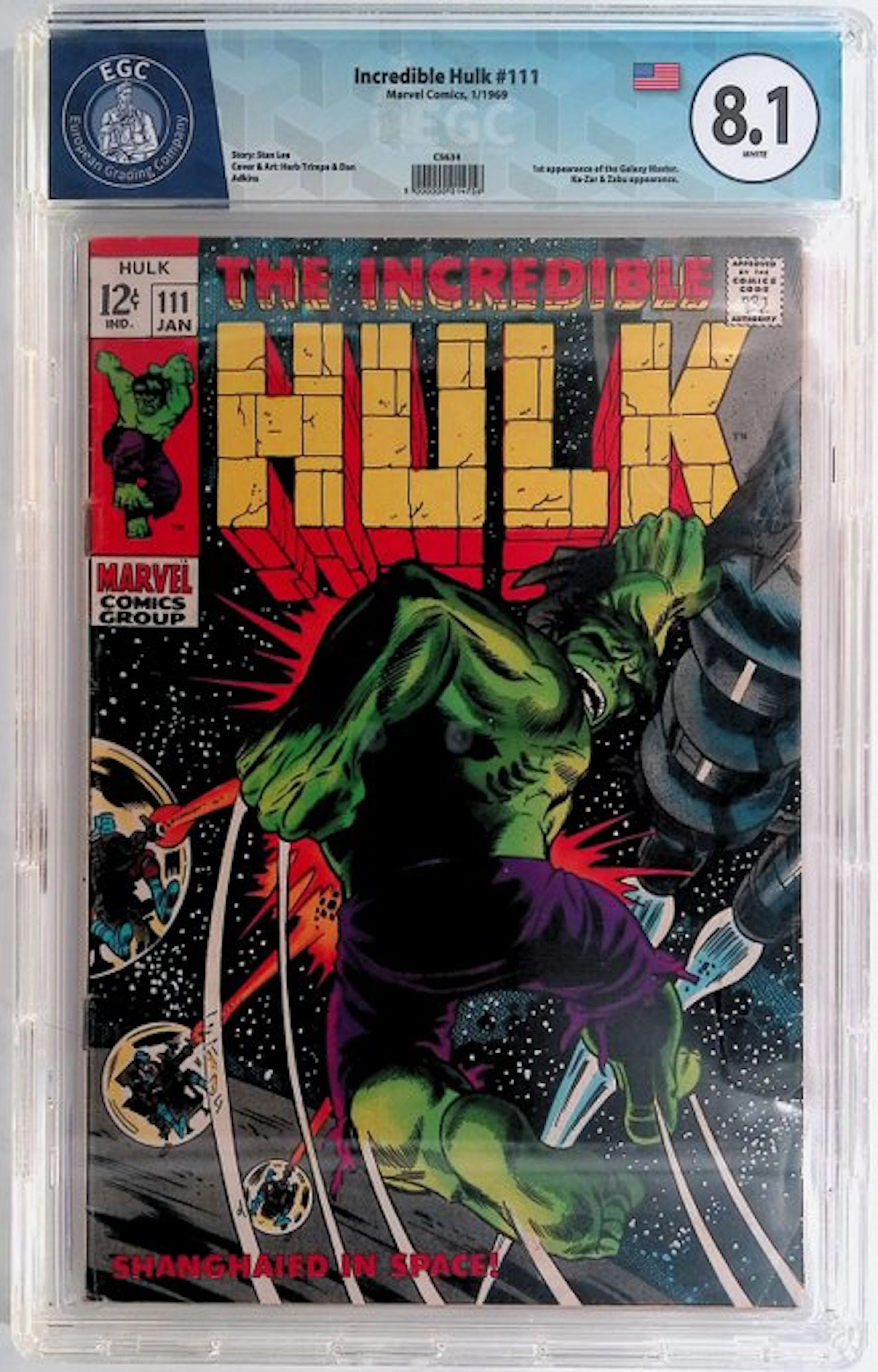 Incredible Hulk #111 - EGC 8.1 - 1 Graded comic - First edition - 1969
