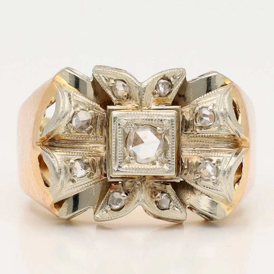 Ring - 18 kt. Rose gold, White gold - tank ring