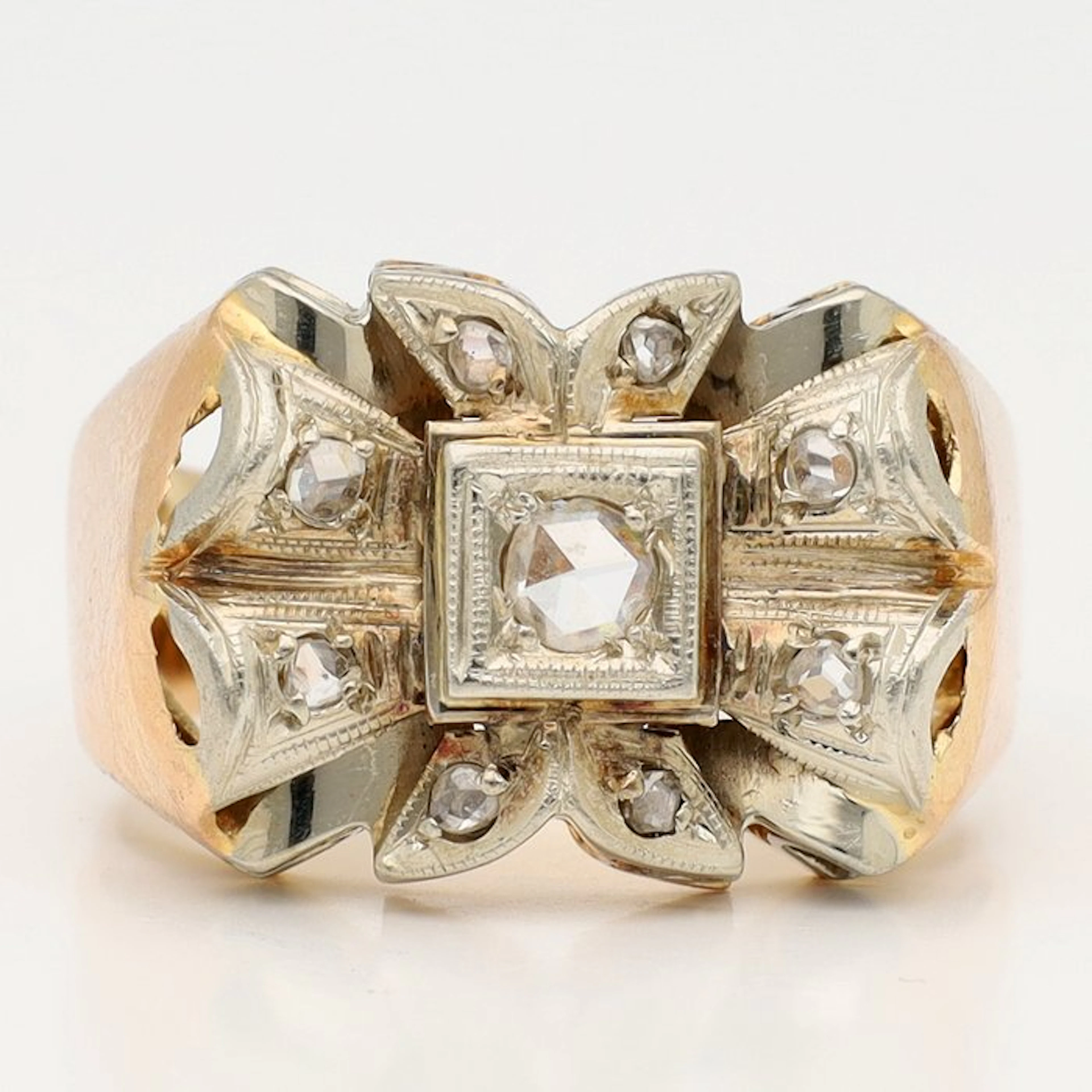 Ring - 18 kt. Rose gold, White gold - tank ring