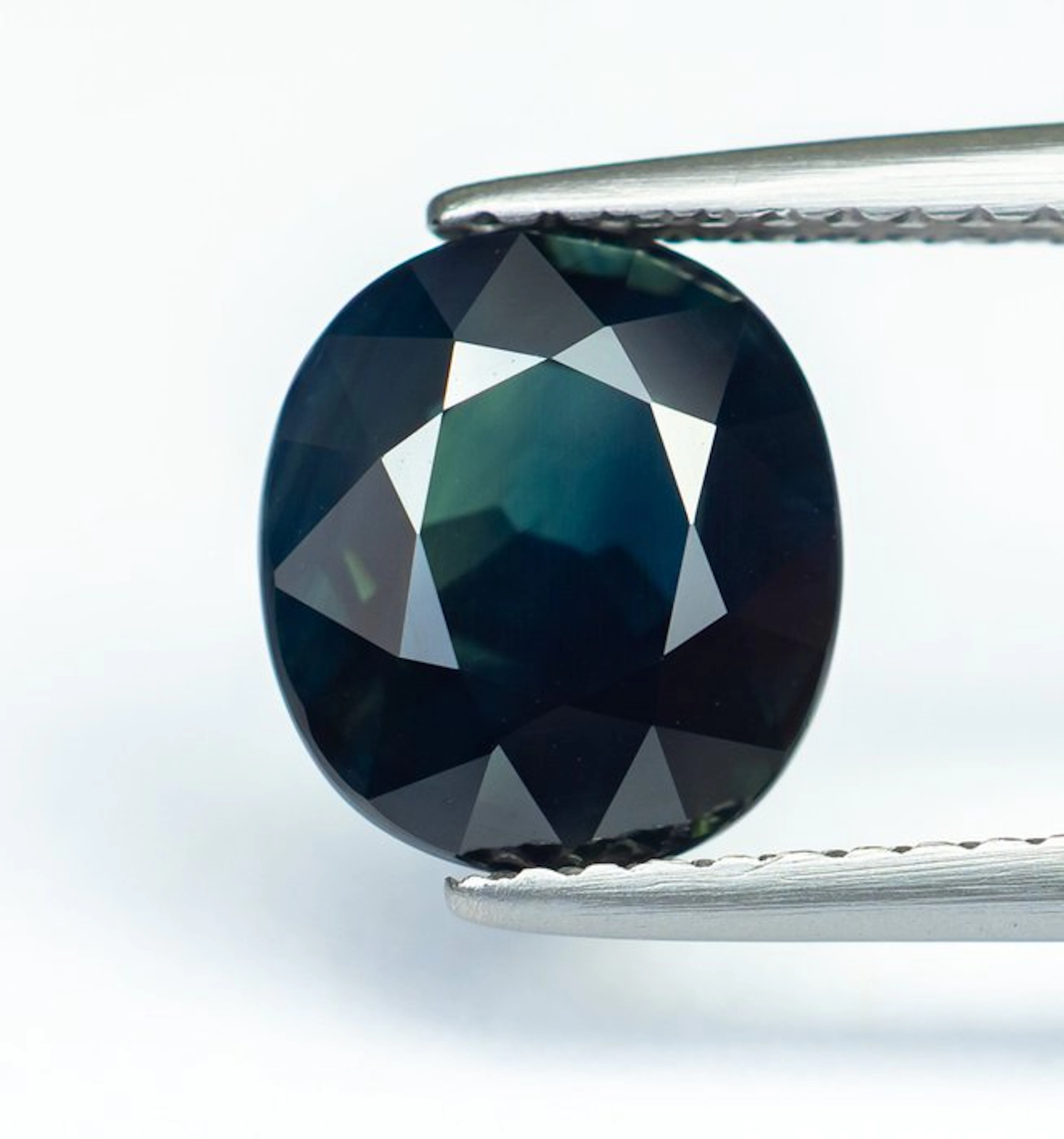 No reserve price Sapphire - 3.19 ct - Bellerophon Gemlab - Deep Greenish Blue
