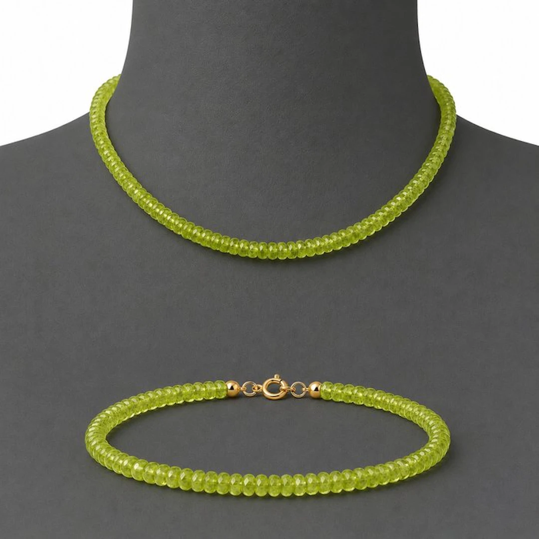 Peridot - Silver - 2 piece jewellery set