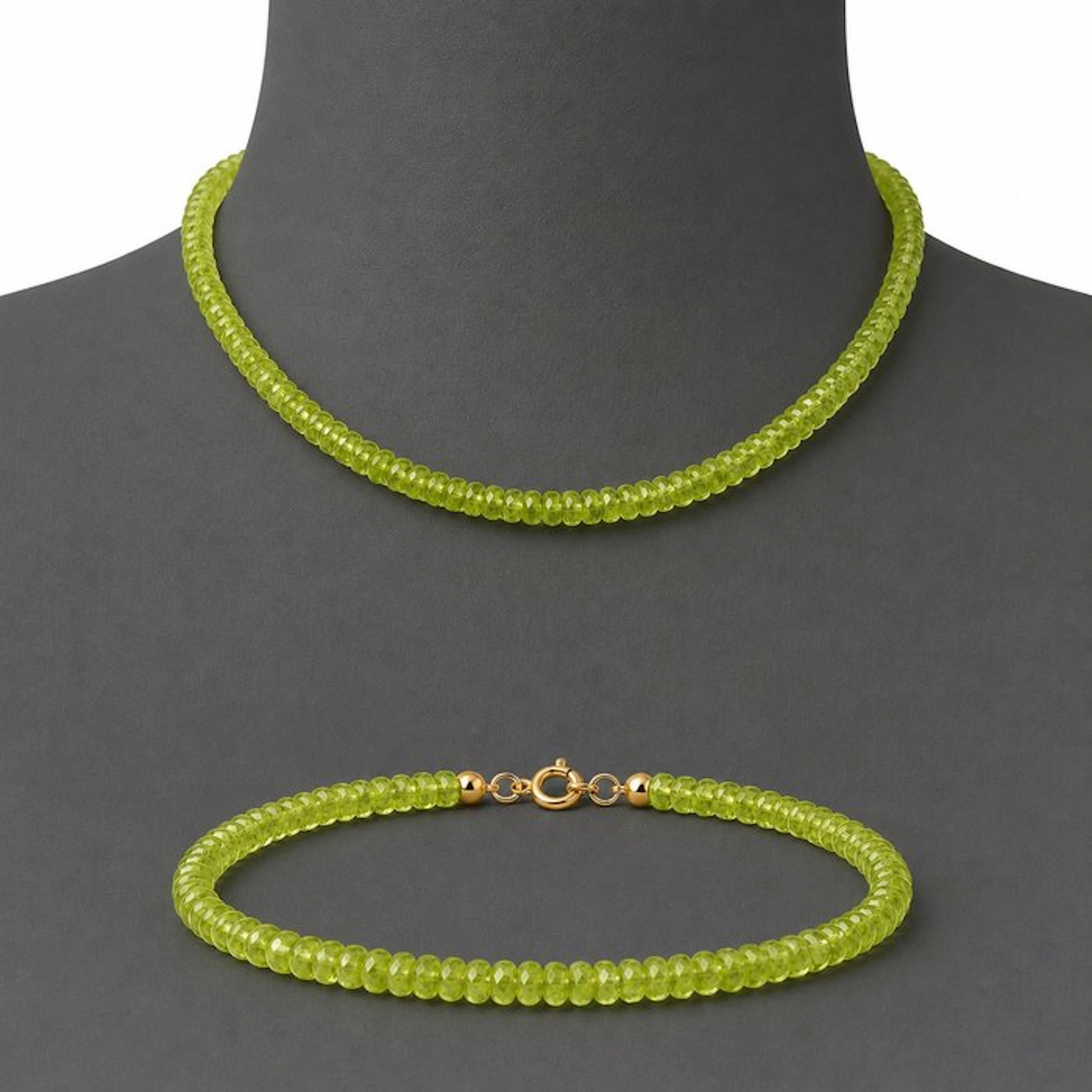Peridot - Silver - 2 piece jewellery set