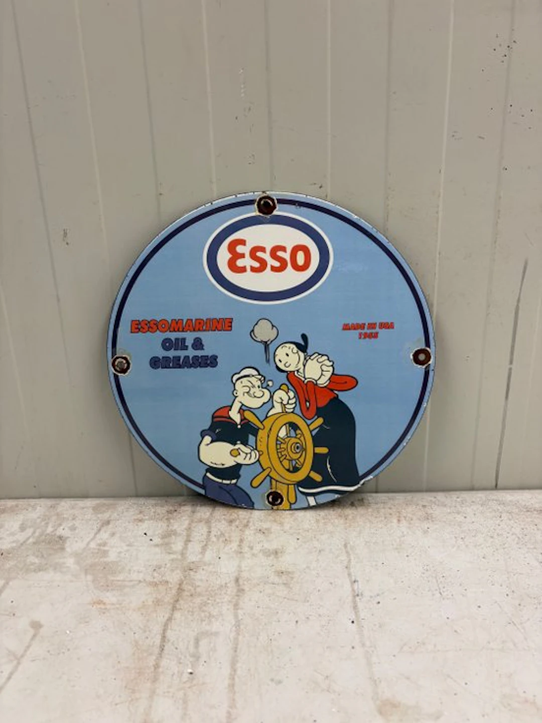 Esso Marine – Emaille Reclamebord – Popeye & Olive Oyl –...