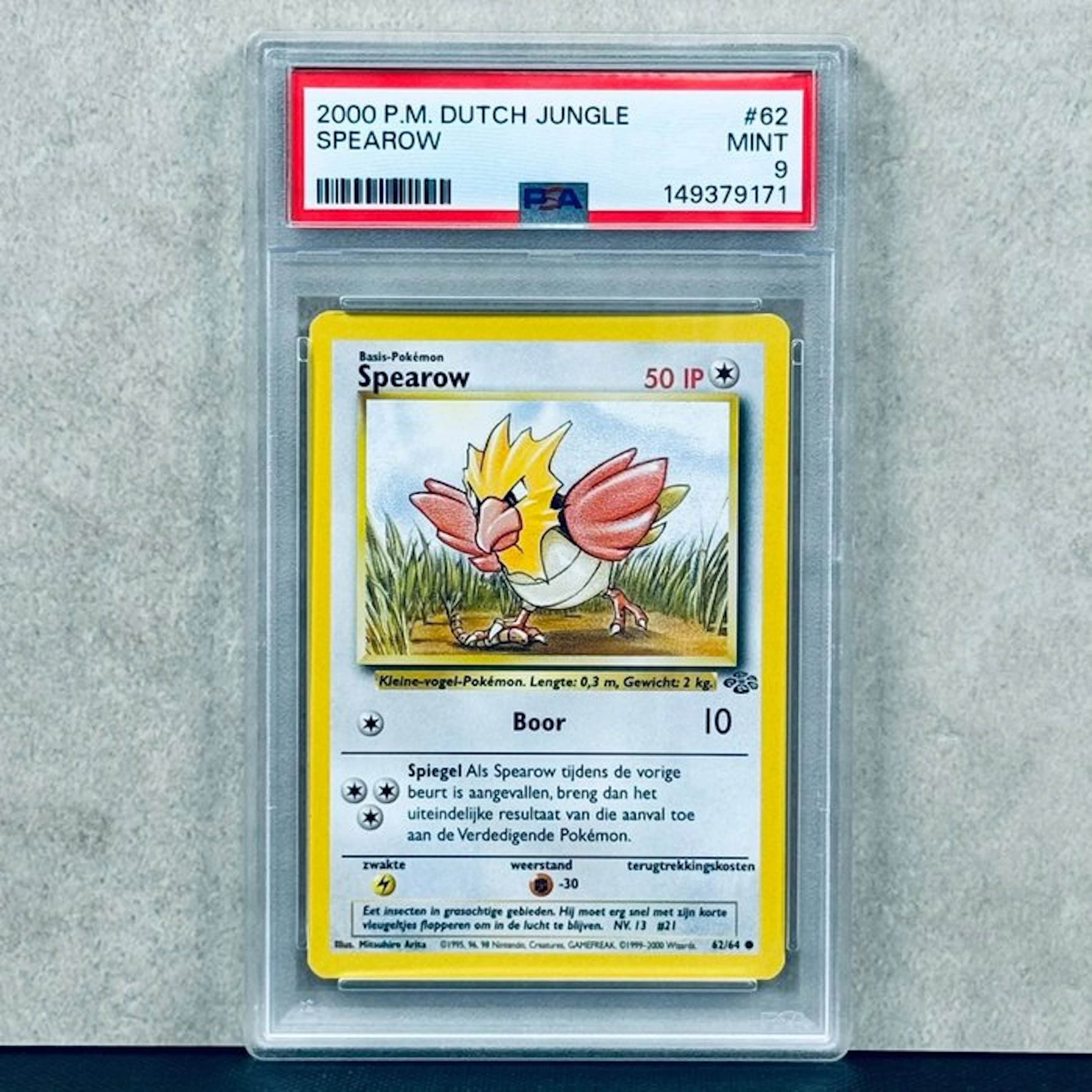 Pokémon Graded card - Spearow #62 2000 P.M. Dutch Jungle - Pokémon - PSA 9