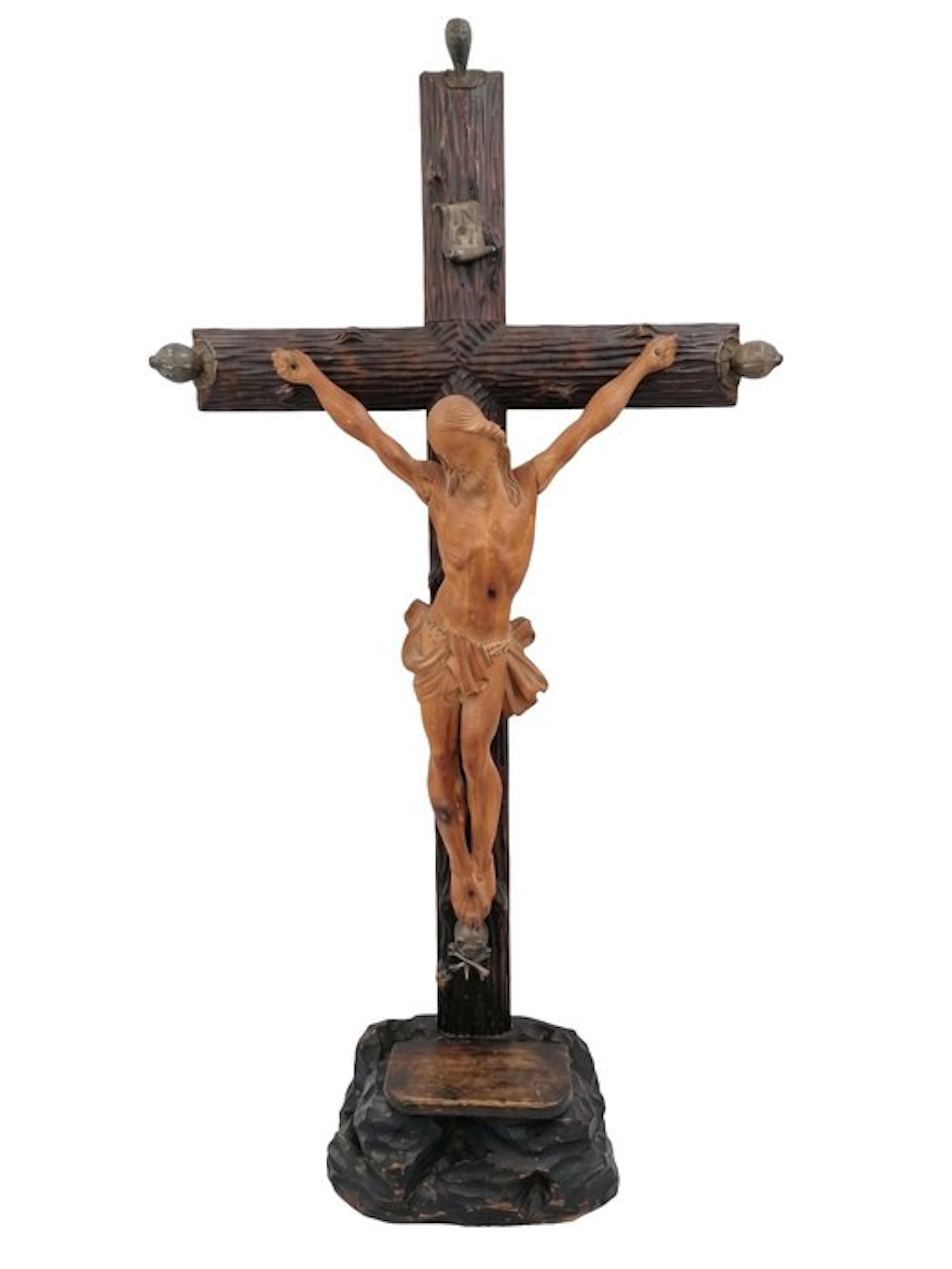 Crucifix - Pear - 1900-1910 - Crucifix Pear wood - XL - 106 cm