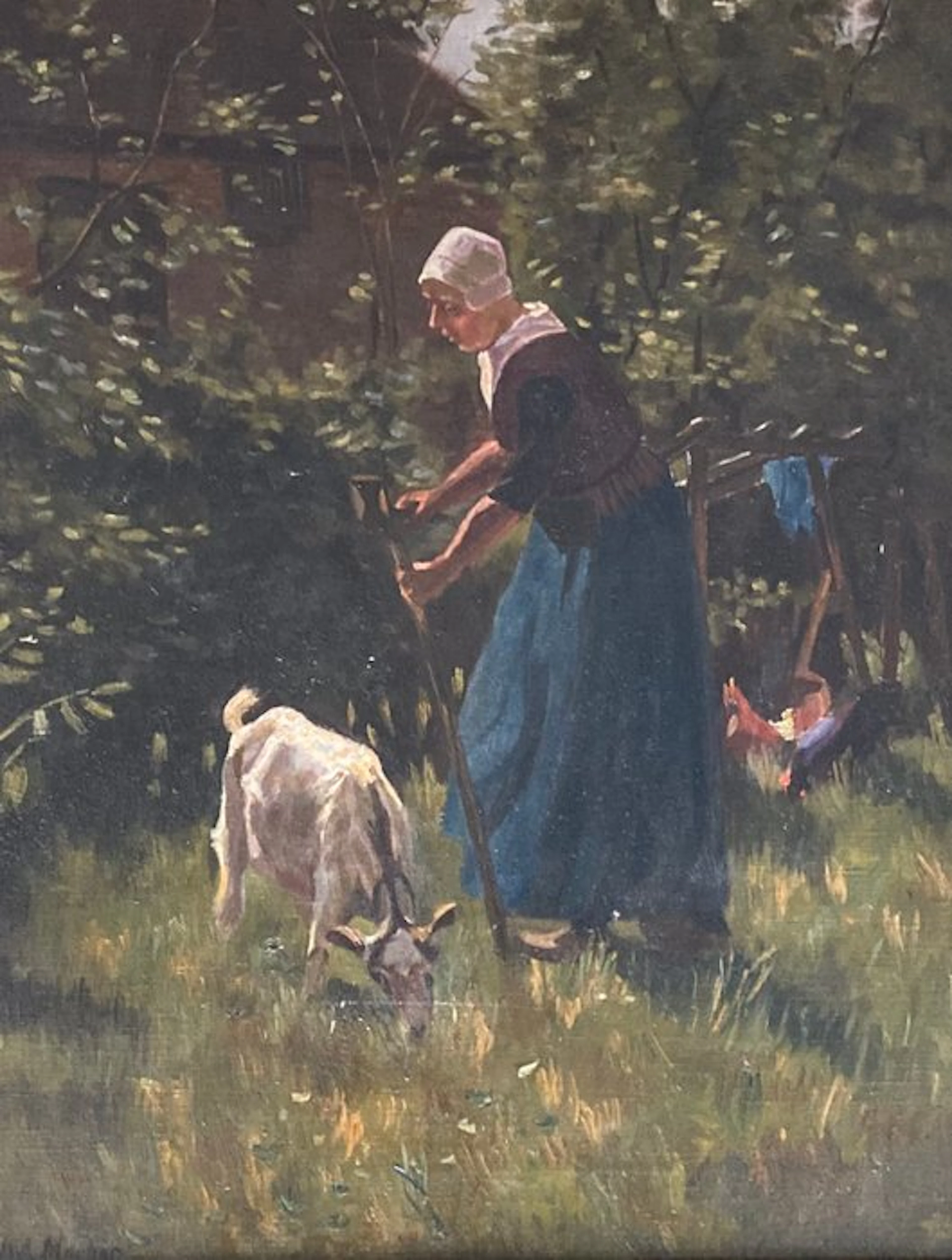Willy Martens (1856-1927), toegeschreven aan - Vrouw met geit