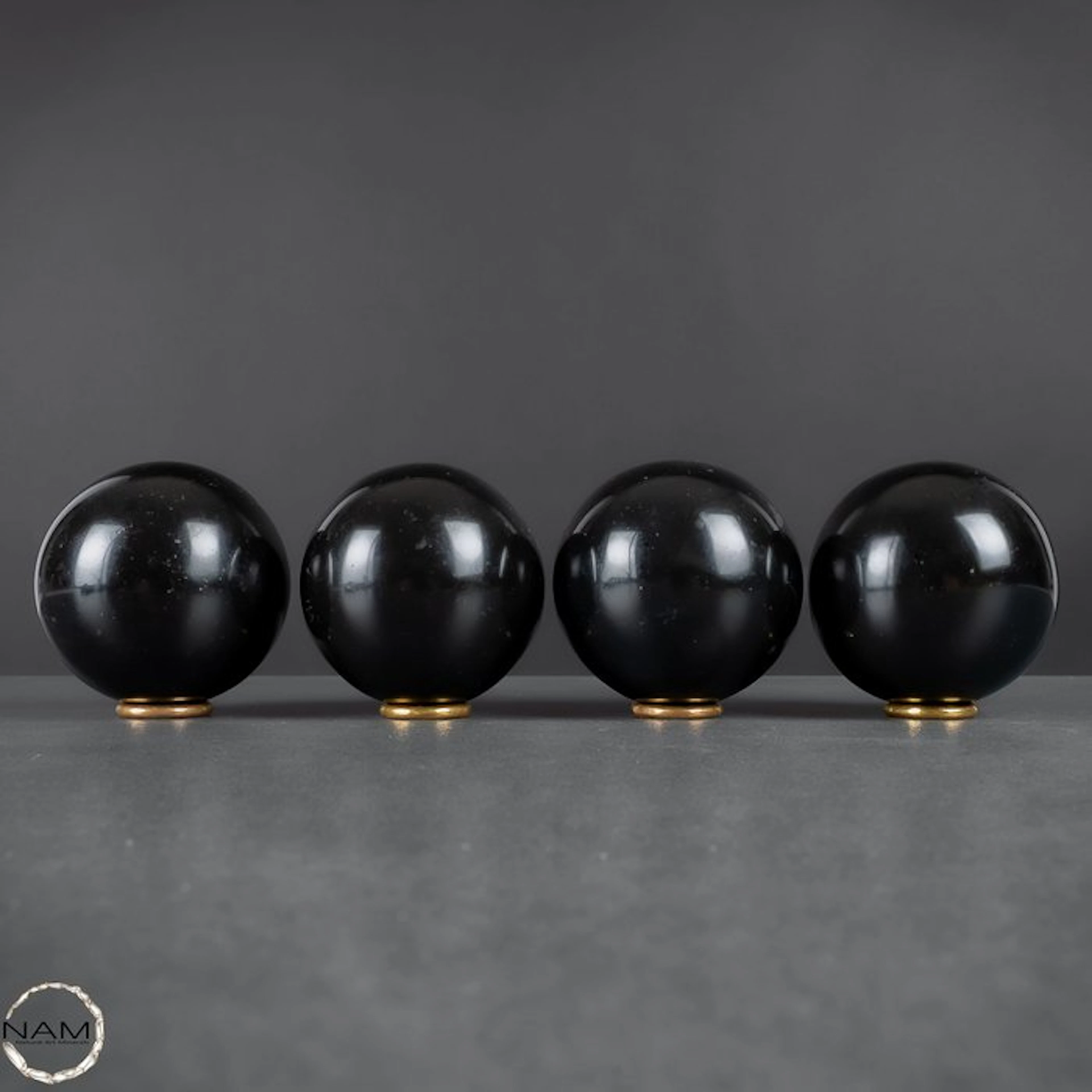 Natural Black Tourmaline Sphere Set – Hand-polished...
