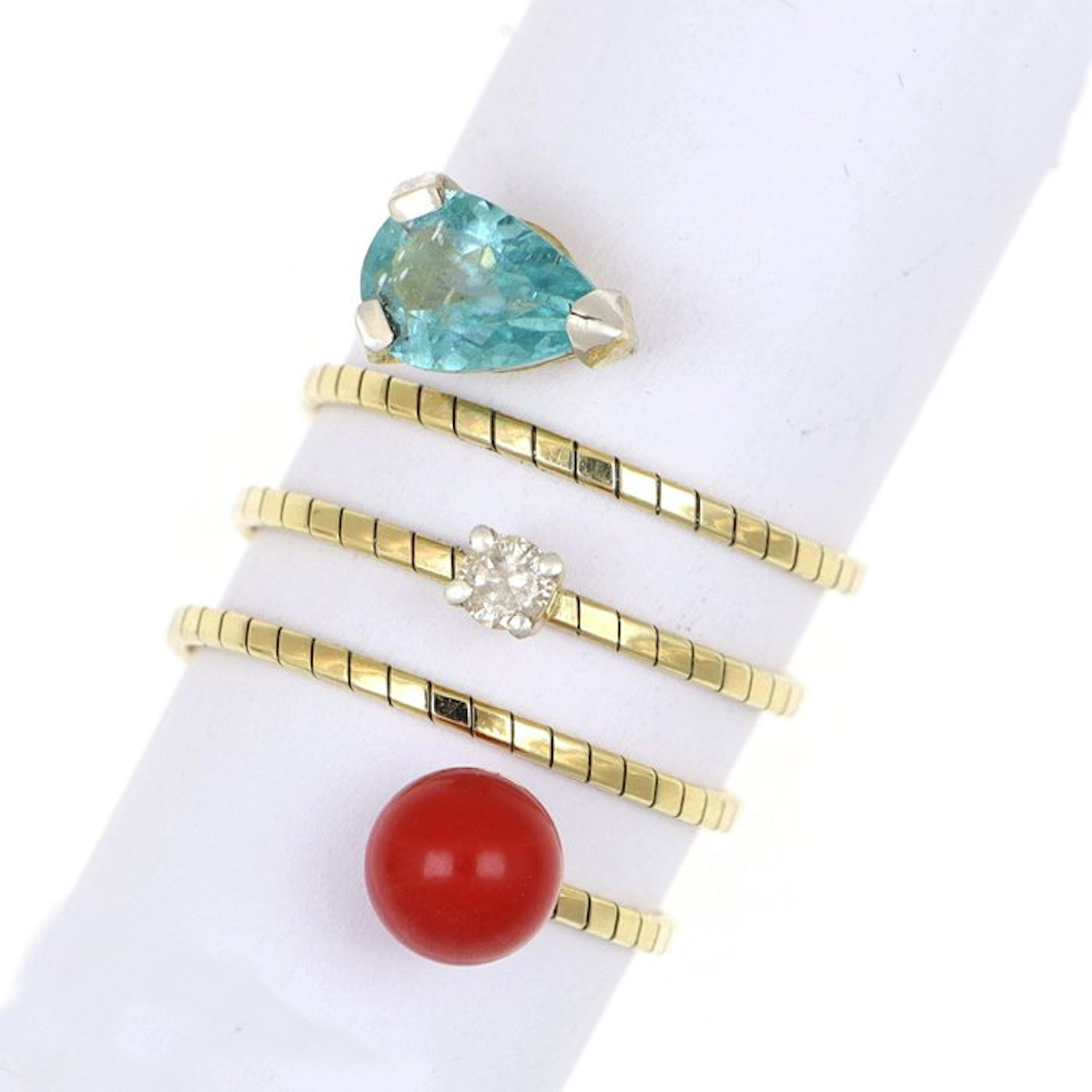 No reserve price - Ring - 18 kt. Yellow gold Tourmaline - Diamond