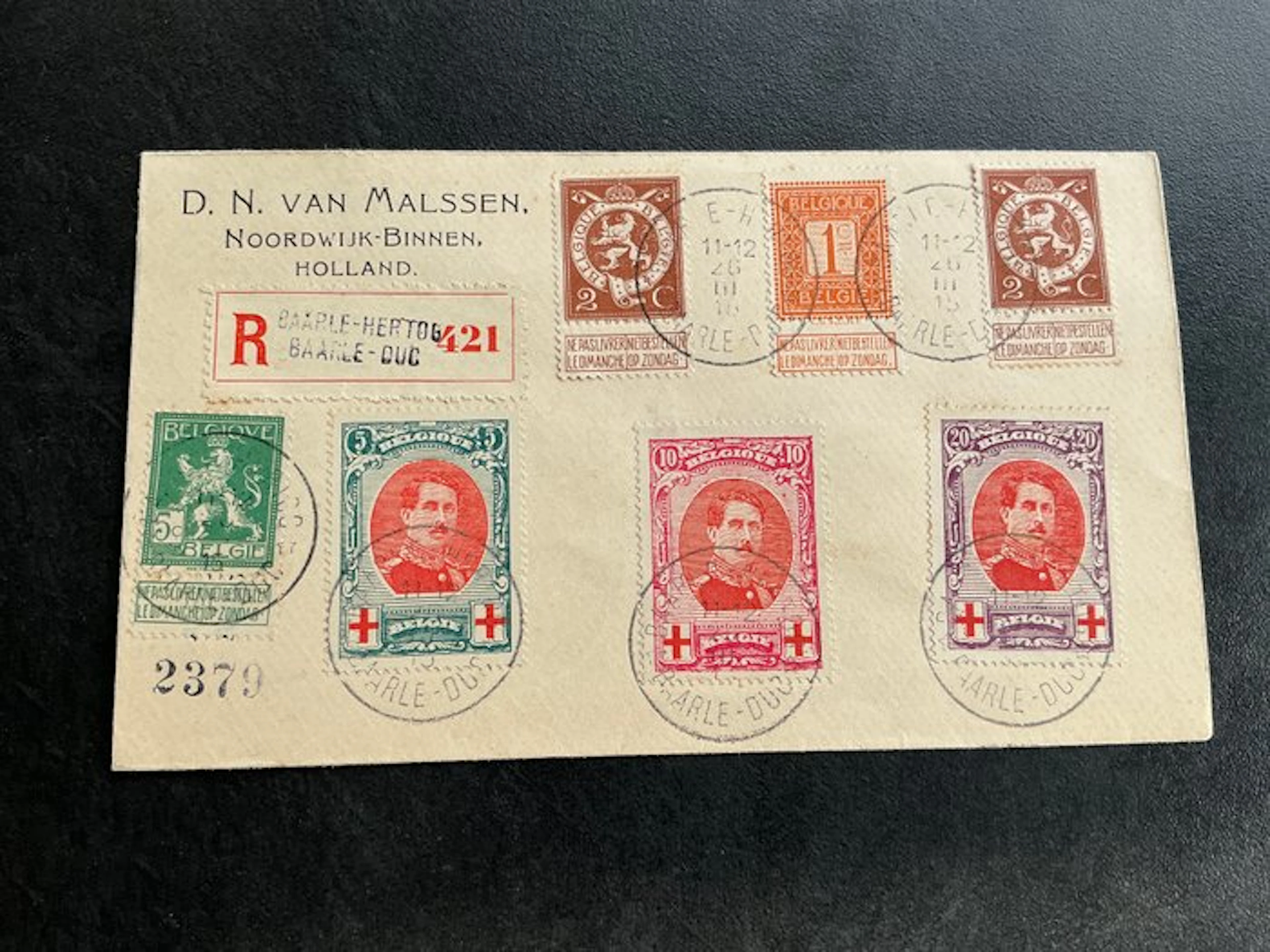 Belgium 1915 - Belgium 1915 World War I Registered letter...